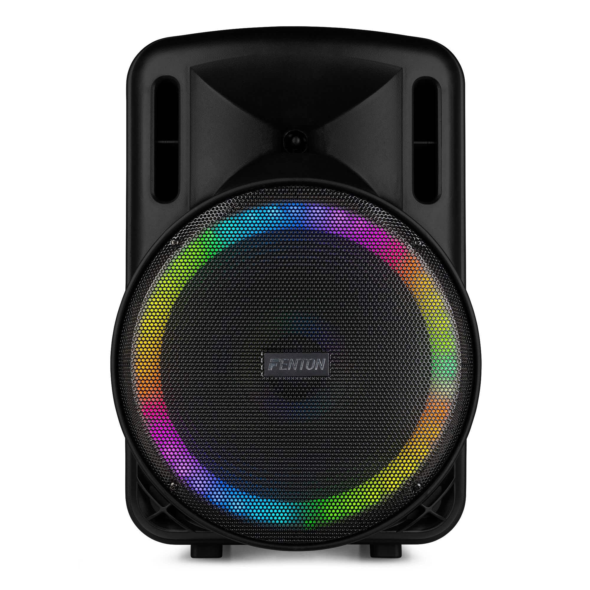 FENTON 170.161 FT10MK2 Sistema Portatile attivo da 450W, con illuminazione LED RGB Woofer da 10” con BT/USB / MP3 e Microfono UHF, Nero (450, Watt)
