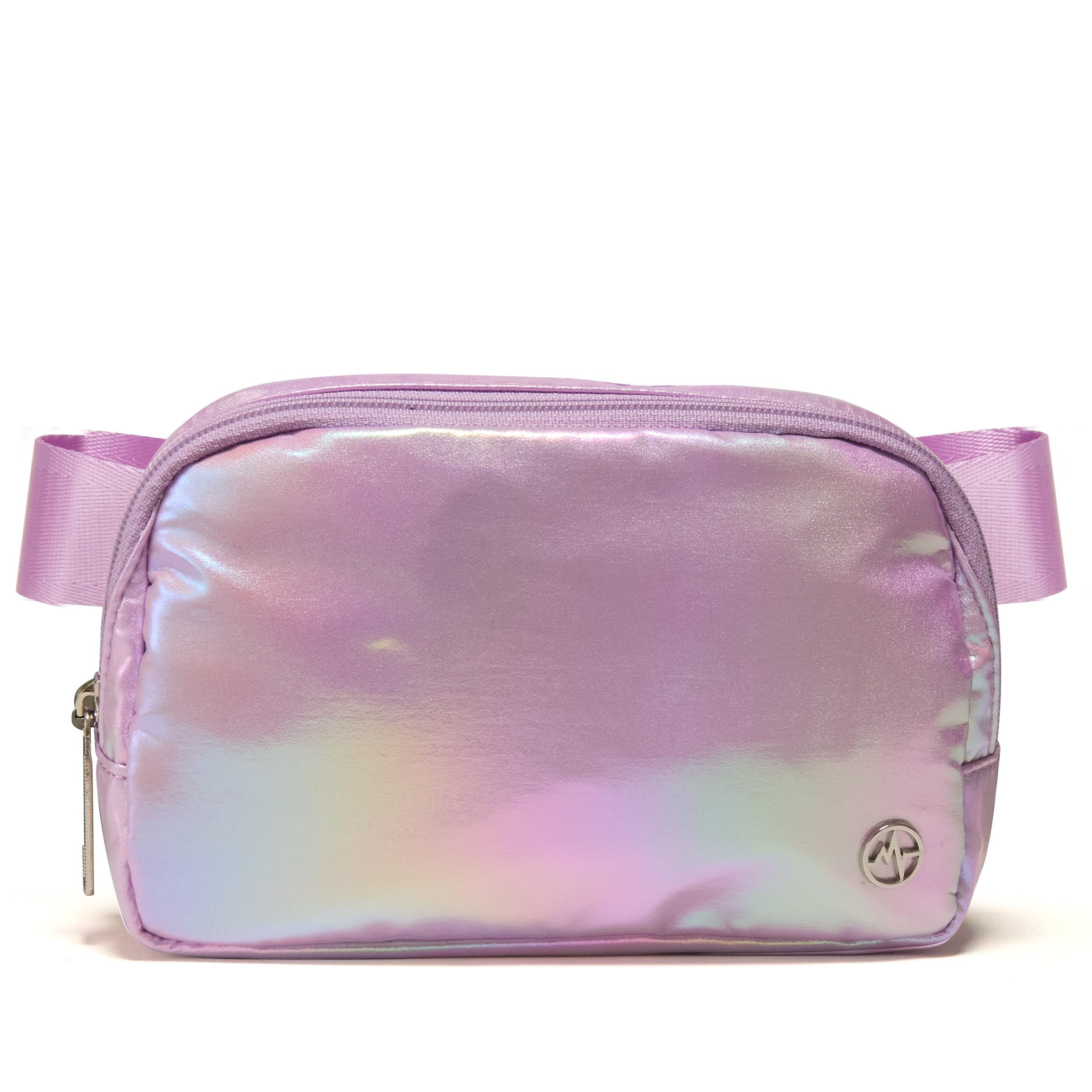 Iridescent Polyester Crossbody Belt Bag, 63-120 cm Adjustable Strap