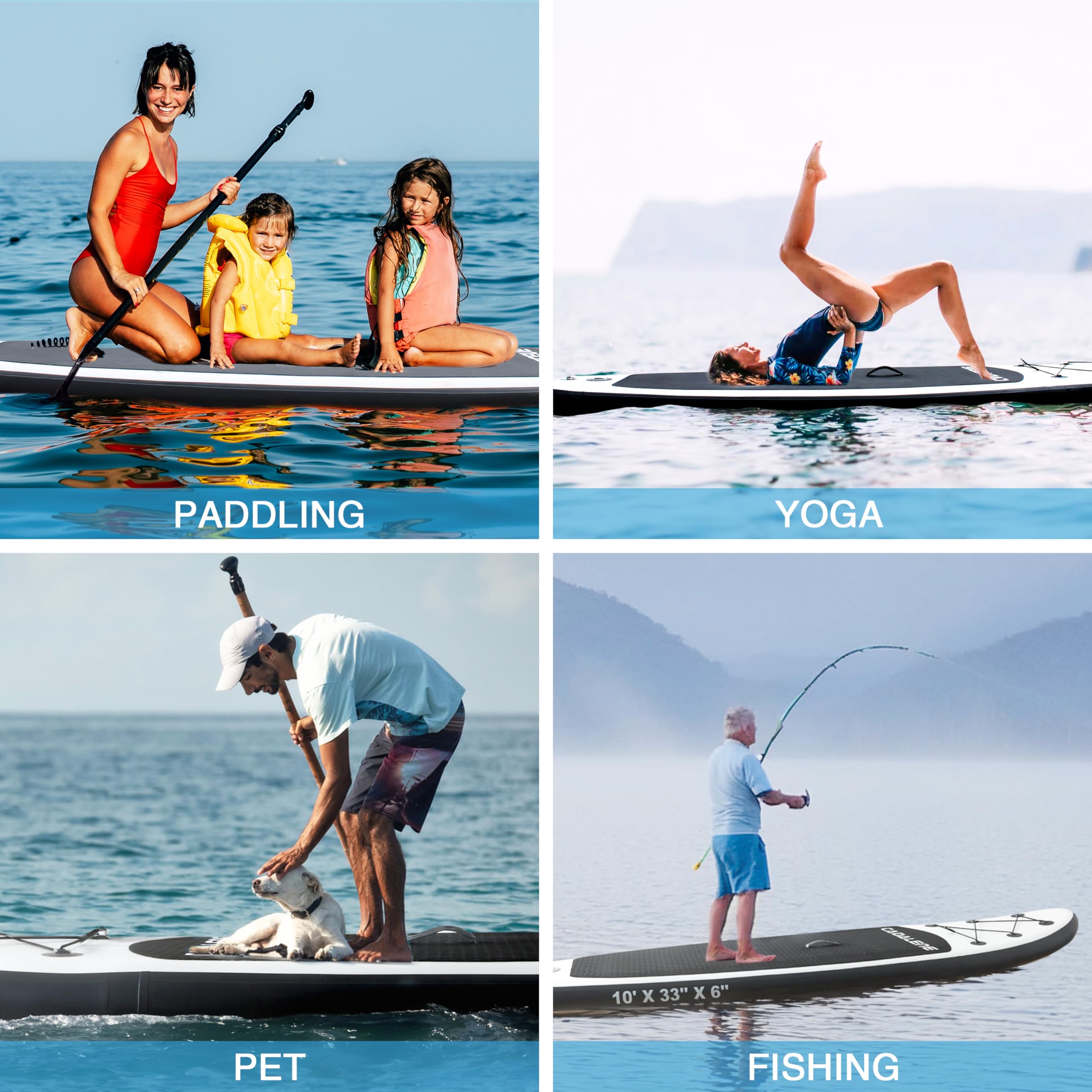 CADALENE Inflatable Stand Up Paddle Board with SUP Accessories, Inflatable Paddle Board for Adults & Youth of All Skill Levels, Adjustable Paddle, Hand Pump, Leash, Nonslip Deck, Repair Kit