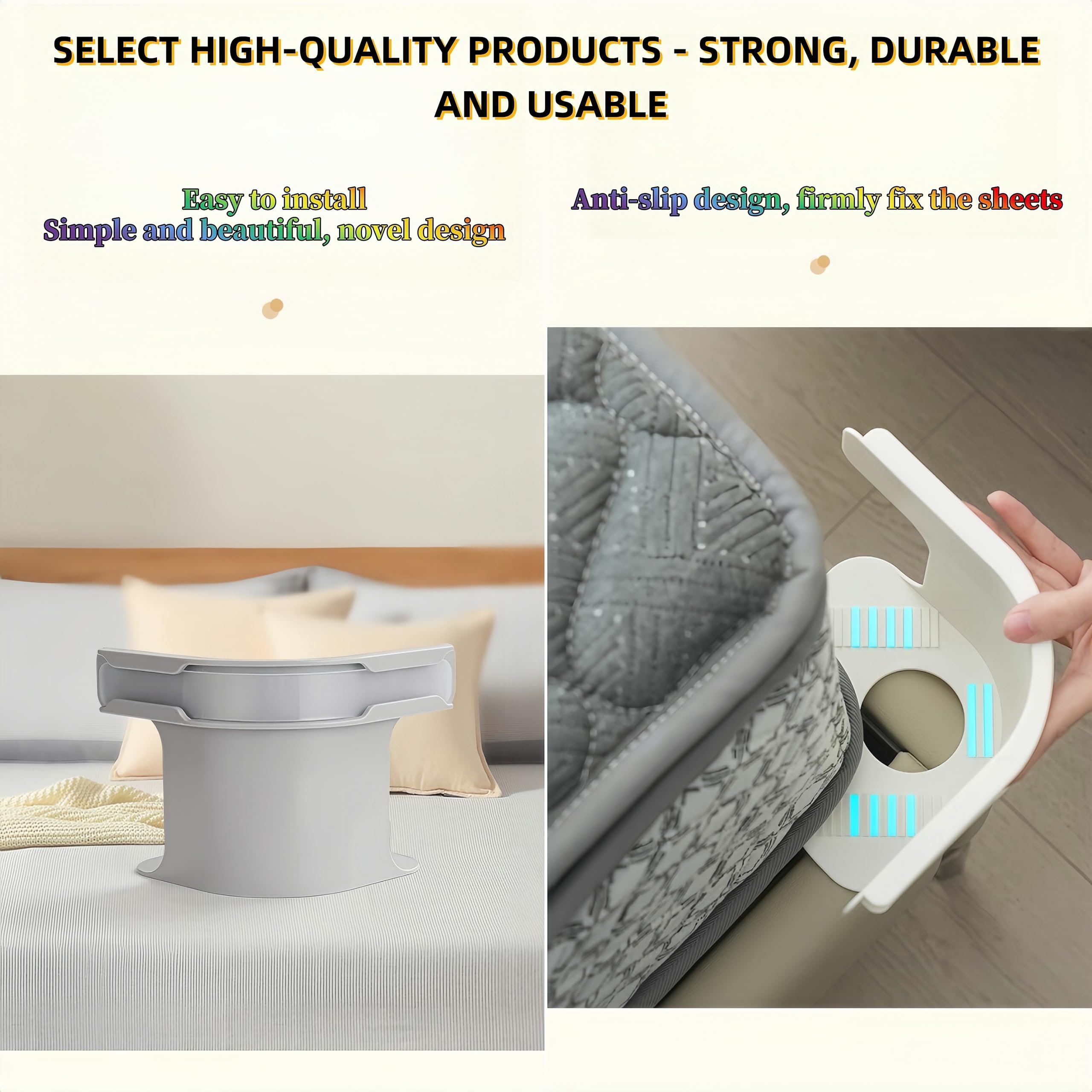 4 Attaches De Draps Suuwwn - Porte-draps Antidérapants Avec Bandes Verrouillables - Blanc - Compatible Tous Matelas (jumeaux, Queen, King)