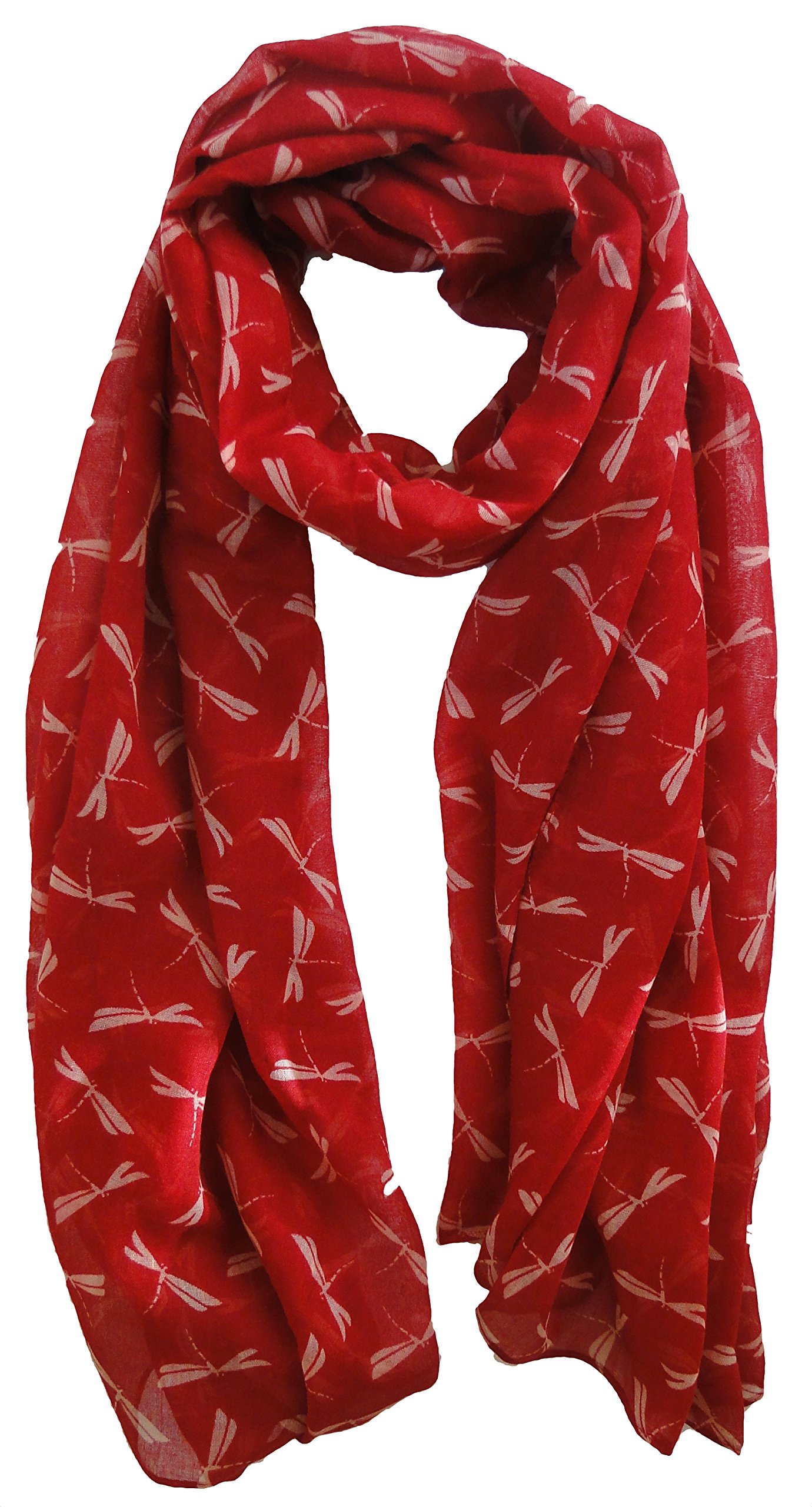 The Olive House Women's Berry Red The Olive House® Dragonfly Print Scarf