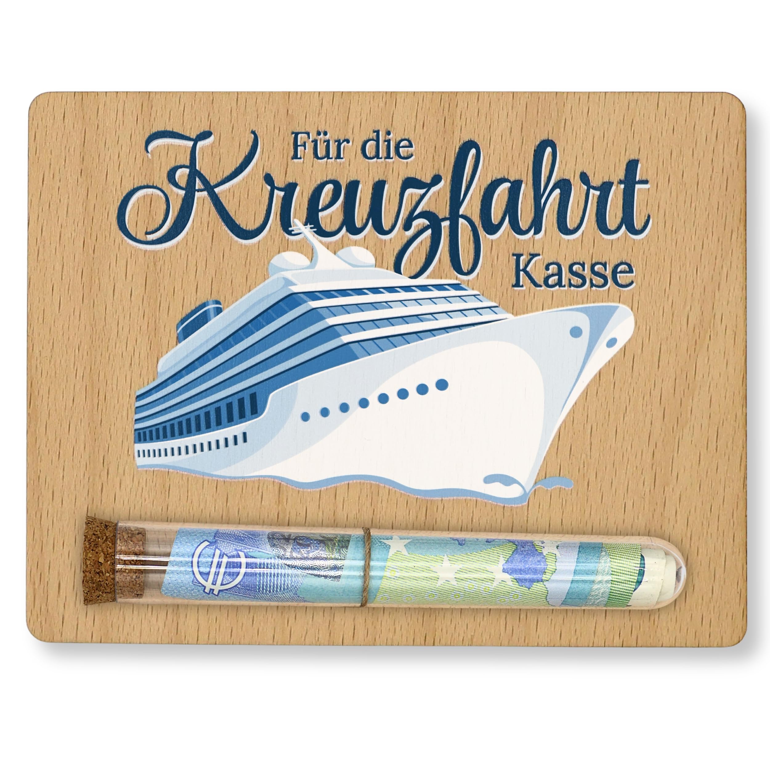 ZUKLA Verpackung für Geldgeschenk Reise - 13 x 10 cm - mit Reagenzglas - Geschenke für Reisende - Geldgeschenk Schiffsreise - Reisekasse für die Kreuzfahrt - Reisegutschein