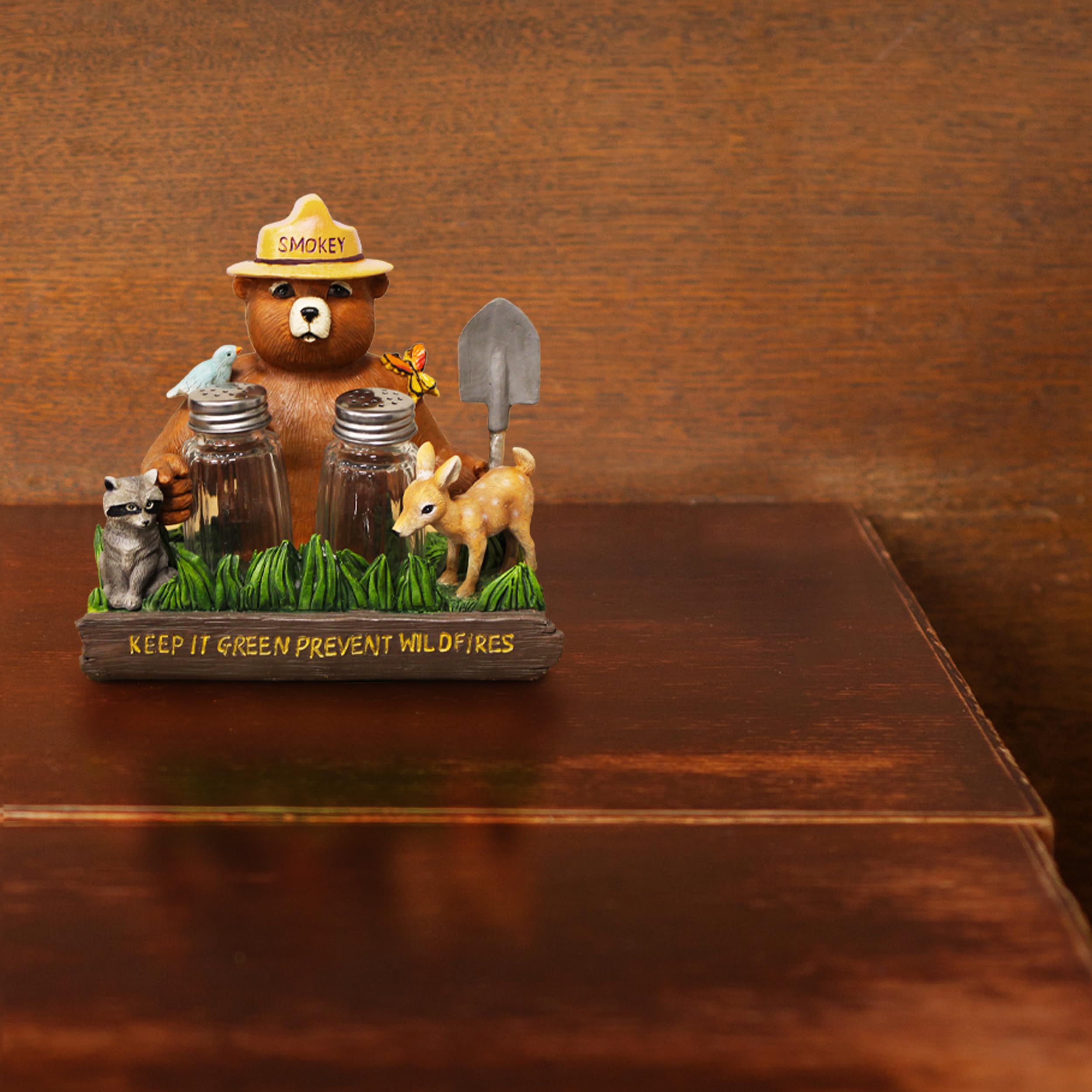 Smokey Bear Salt & Pepper Shakers - Hand Painted Resin -7 Smokey Bear Salt & Pepper Shakers - Hand Painted Resin -7