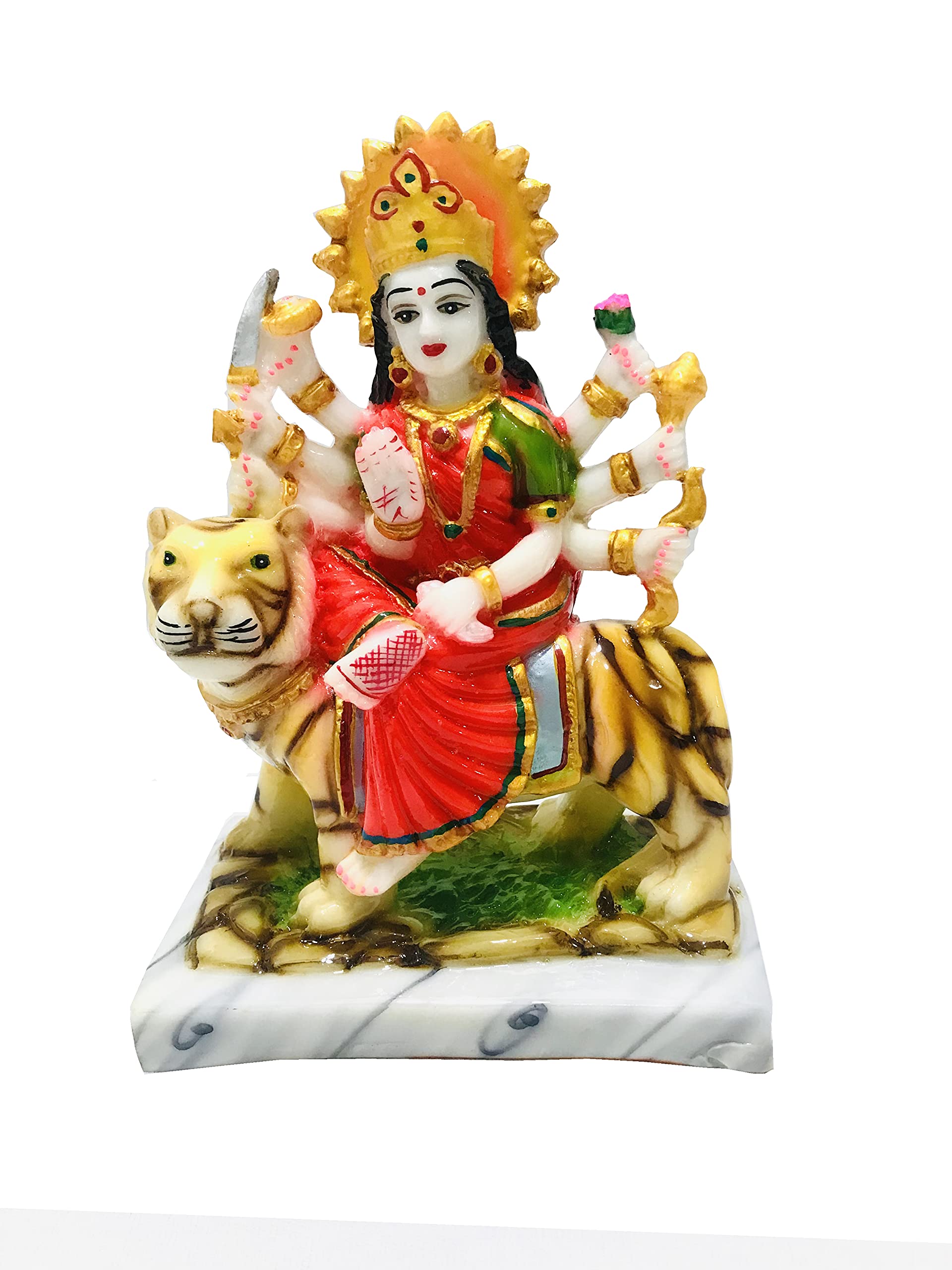 Buy Lord Durga Statue White and Gold Marble Devi Durga MATA Rani