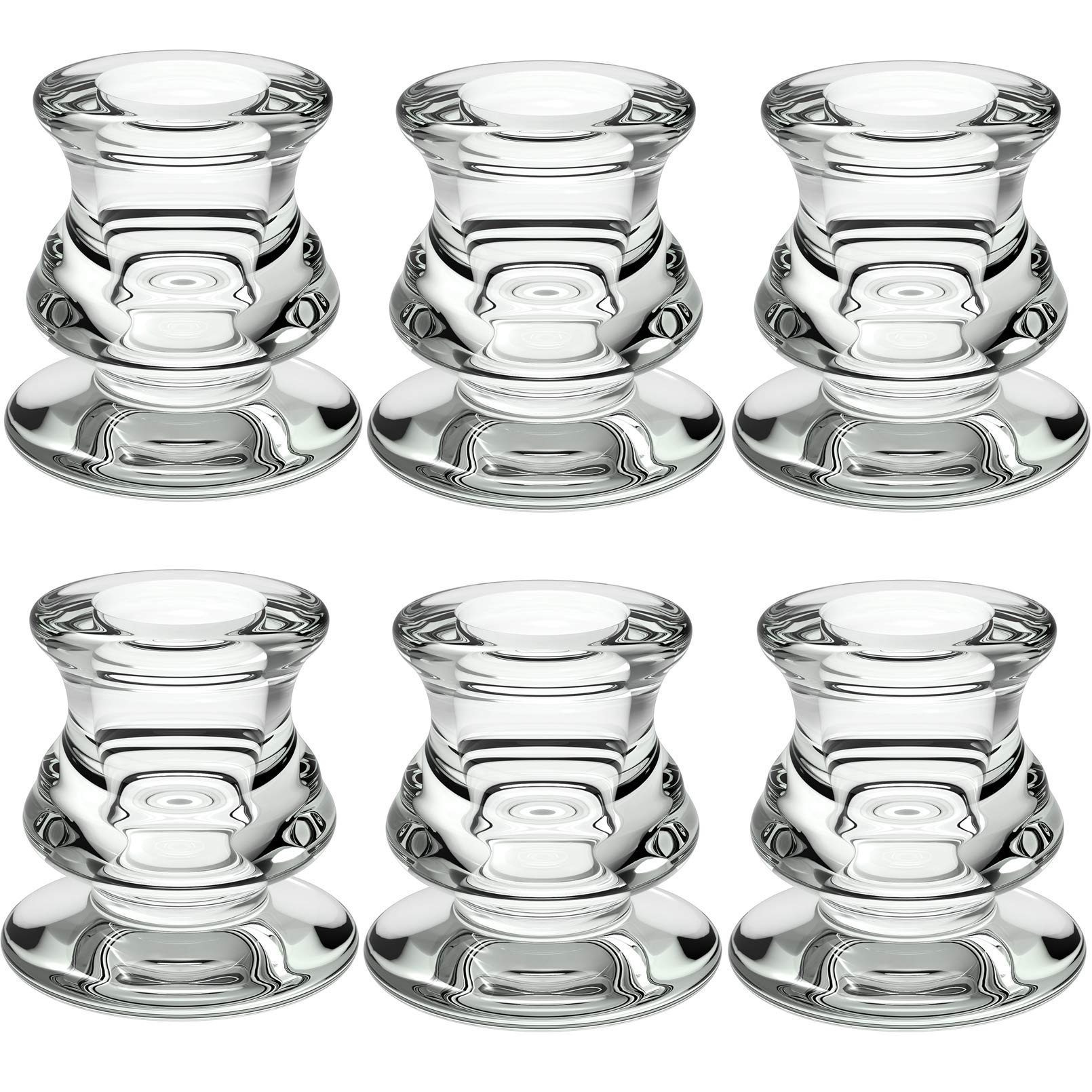 Buy Clear Glass Candle Taper Holders, PChero 6 Packs Candlestick Holders Pillar Candle Holders