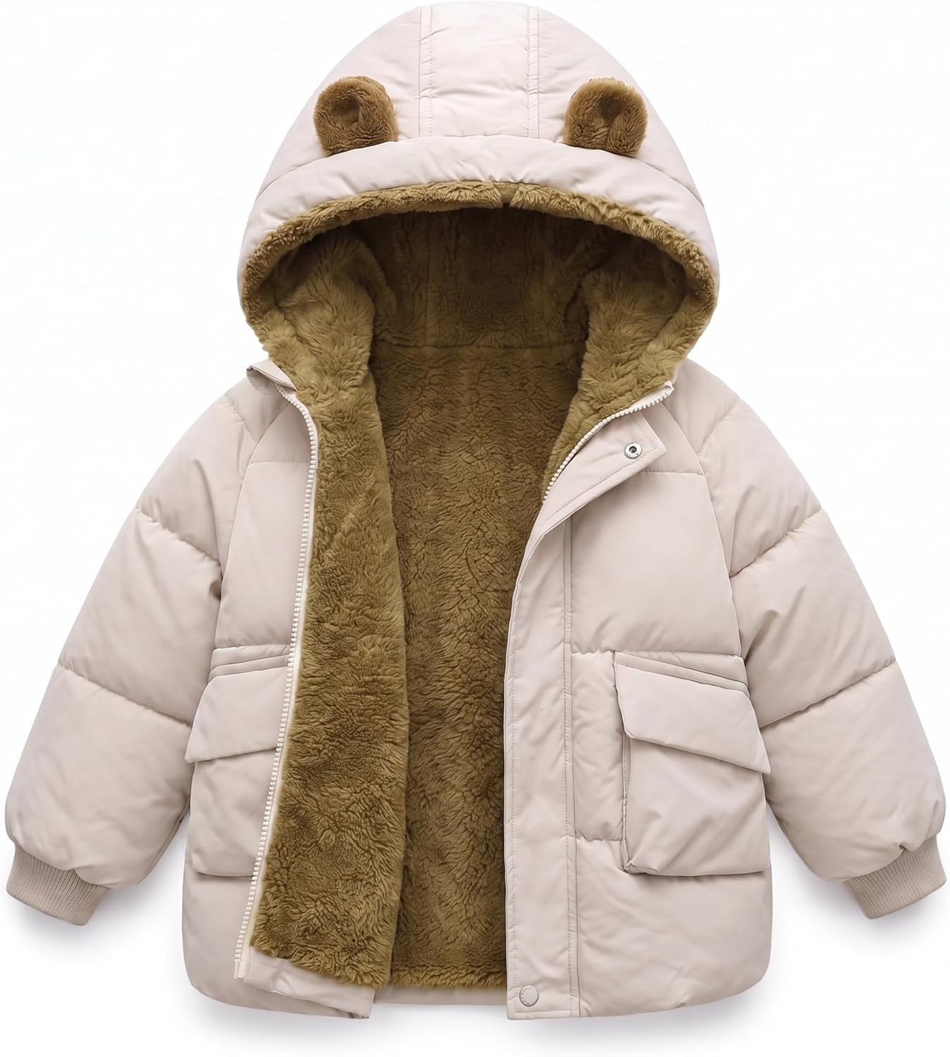 Toddler Baby Winter Jacket Kids Puffer Coat Fleece Hooded Clothes