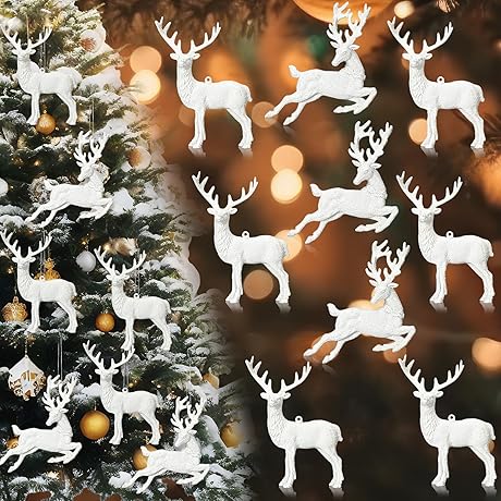 Geetery Christmas Tree White Reindeer Ornaments