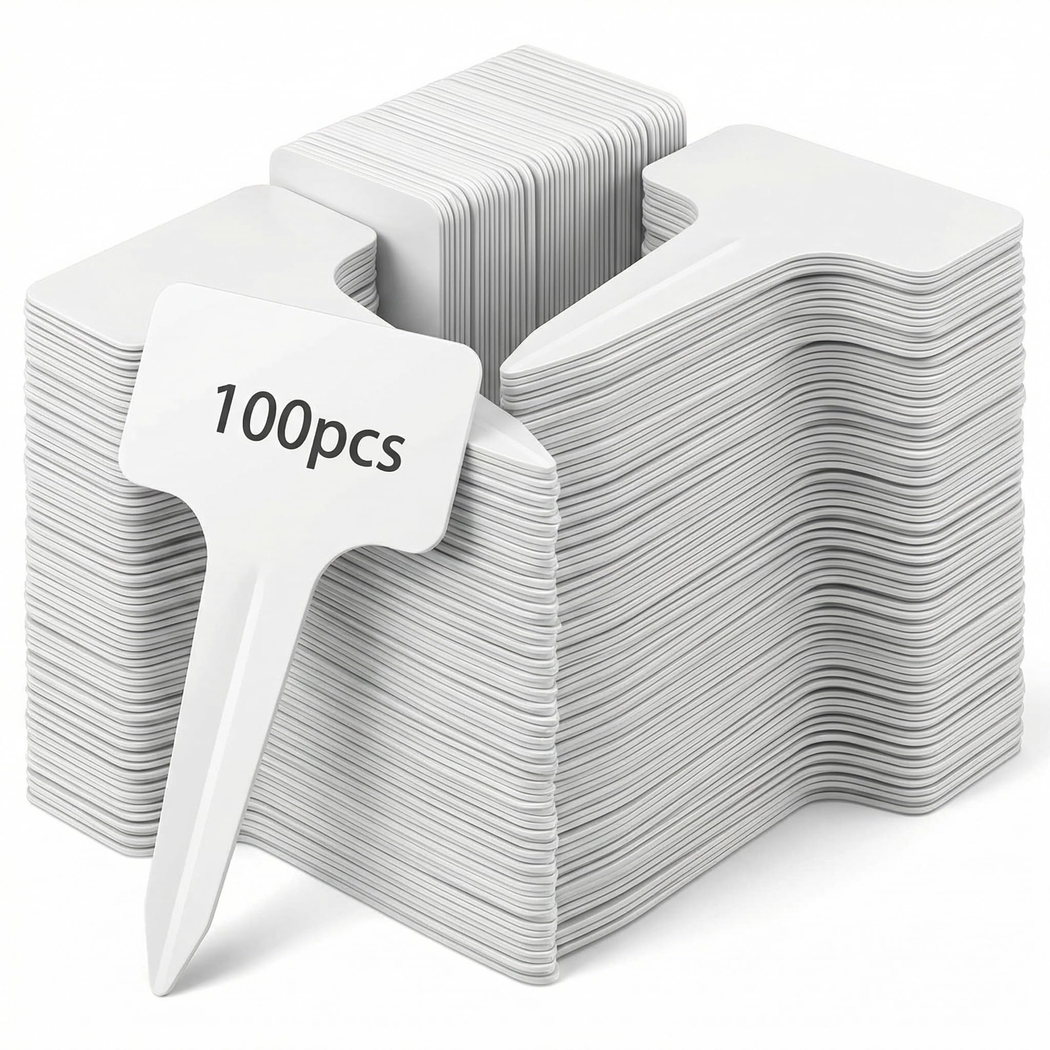 QWORK® 100 etykiet na rośliny, 6 x 10 cm, duże plastikowe tabliczki do roślin, etykiety ogrodowe, do warzyw, sadzonek, kwiatów, typ T