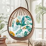 Thick Egg Chair Cushion, Hanging Egg Chair Cushion Replacement, Waterproof Hammock Swing Chairs Cushions for Outdoor Funiture, U-Shaped Cushions for Hanging Eggs Chairs Swing(Yellow Greenleaf)