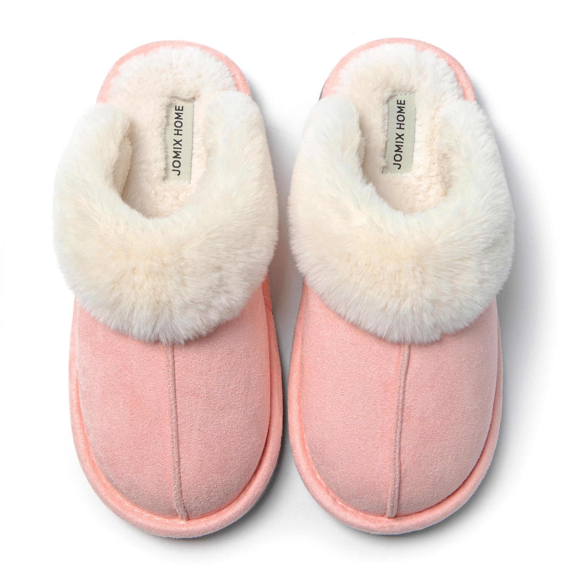 JOMIX Pantofole Donna Invernali Pelose Calde Effetto Camoscio con Fodera in Pelliccia Sintetica Ciabatte Casa Inverno Soletta Morbida Suola TPR Antiscivolo e Silenziosa