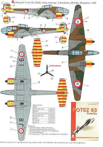 Miniatura 7 de Techmod 48087 148 Potez 63-11 French Fighter Wet Decal WWII wMask WWII