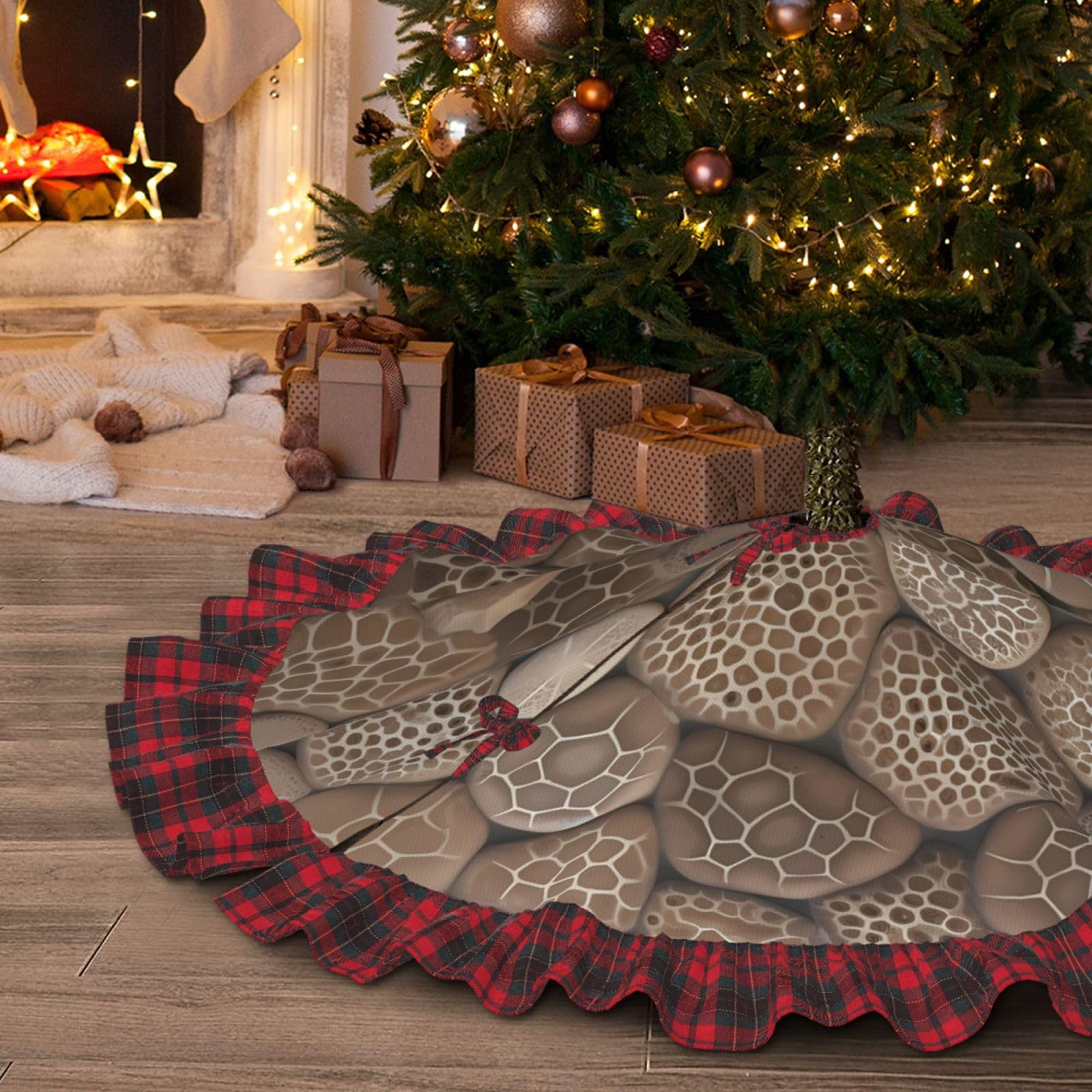 Jupe de sapin de Noël 122 cm Petoskey rustique pour sublimer vos fêtes de fin d'année en famille