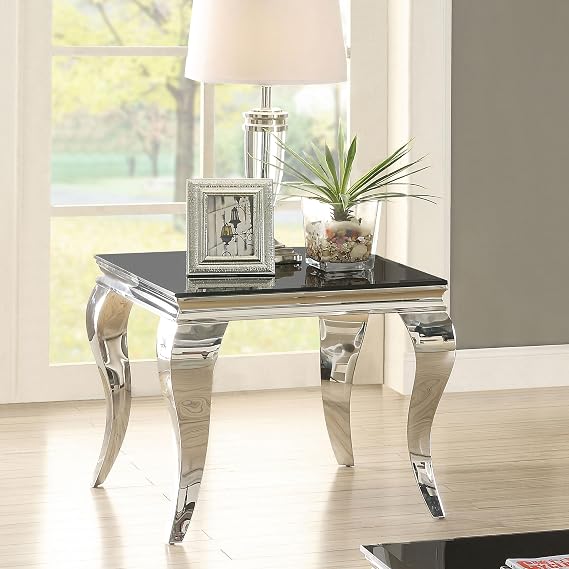 Coaster Home Furnishings Carone Square End Table Chrome and Black 705017