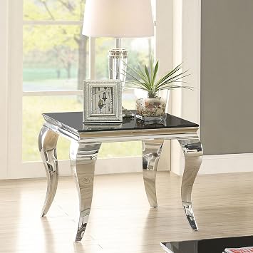 Coaster Home Furnishings Carone Square End Table Chrome and Black 705017