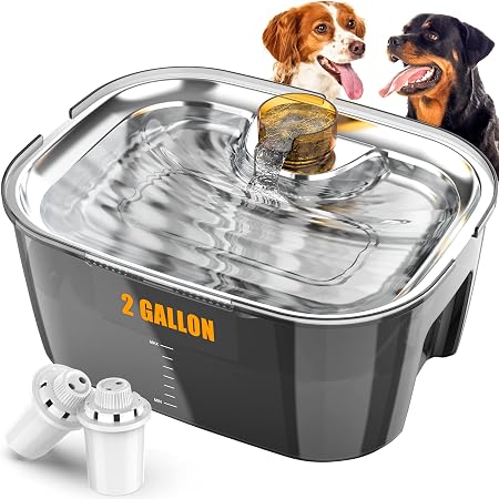 PETDOTT 2 Gallon Stainless Steel Dog Water Fountain - Large Pet Fountain With Filter For Dogs & Cats - View #9