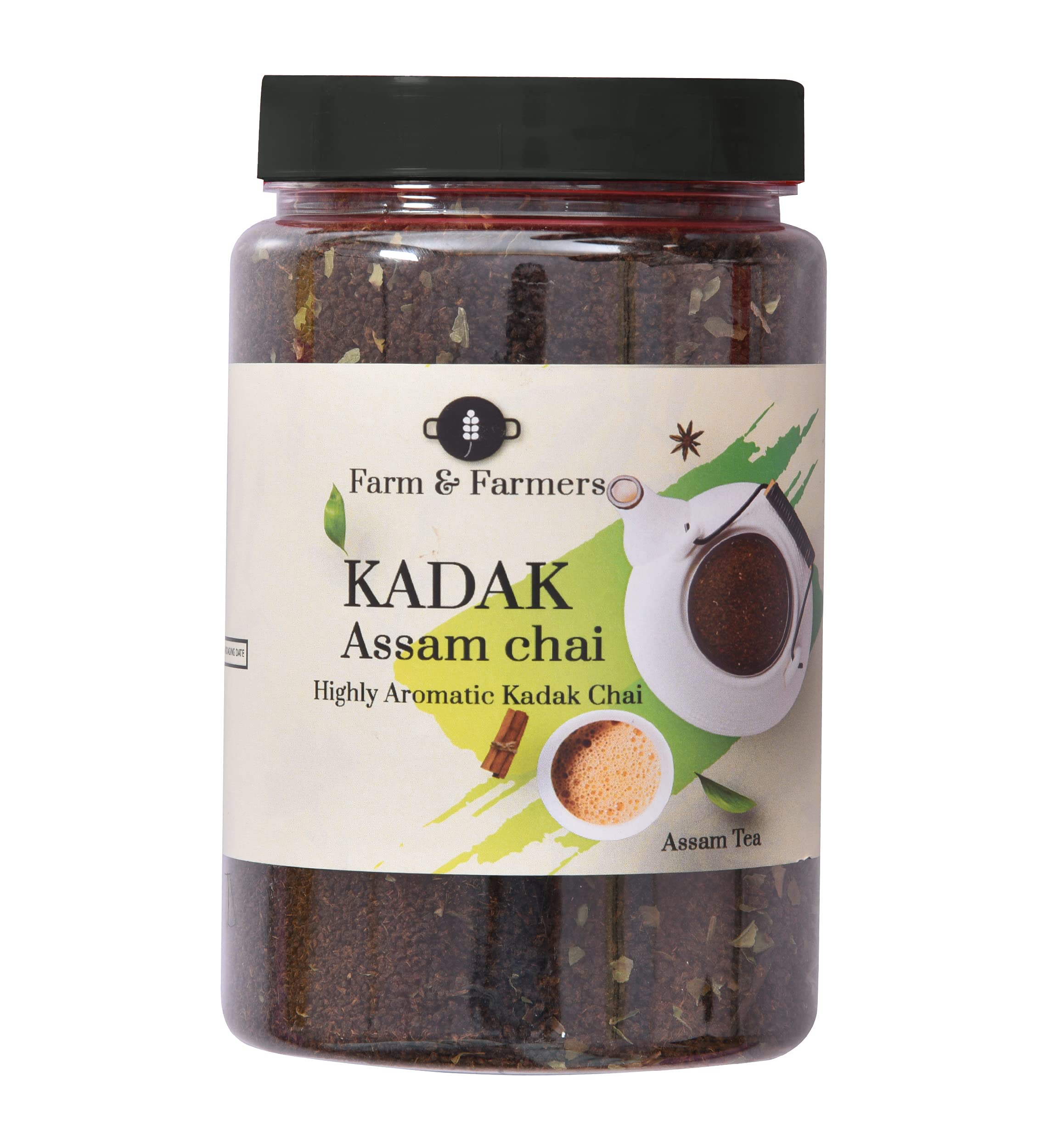FARM AND FARMERSKadak Assam CTC Tea Jar | Chai Jar (300 Gram) [Malty, Bold & Aromatic]