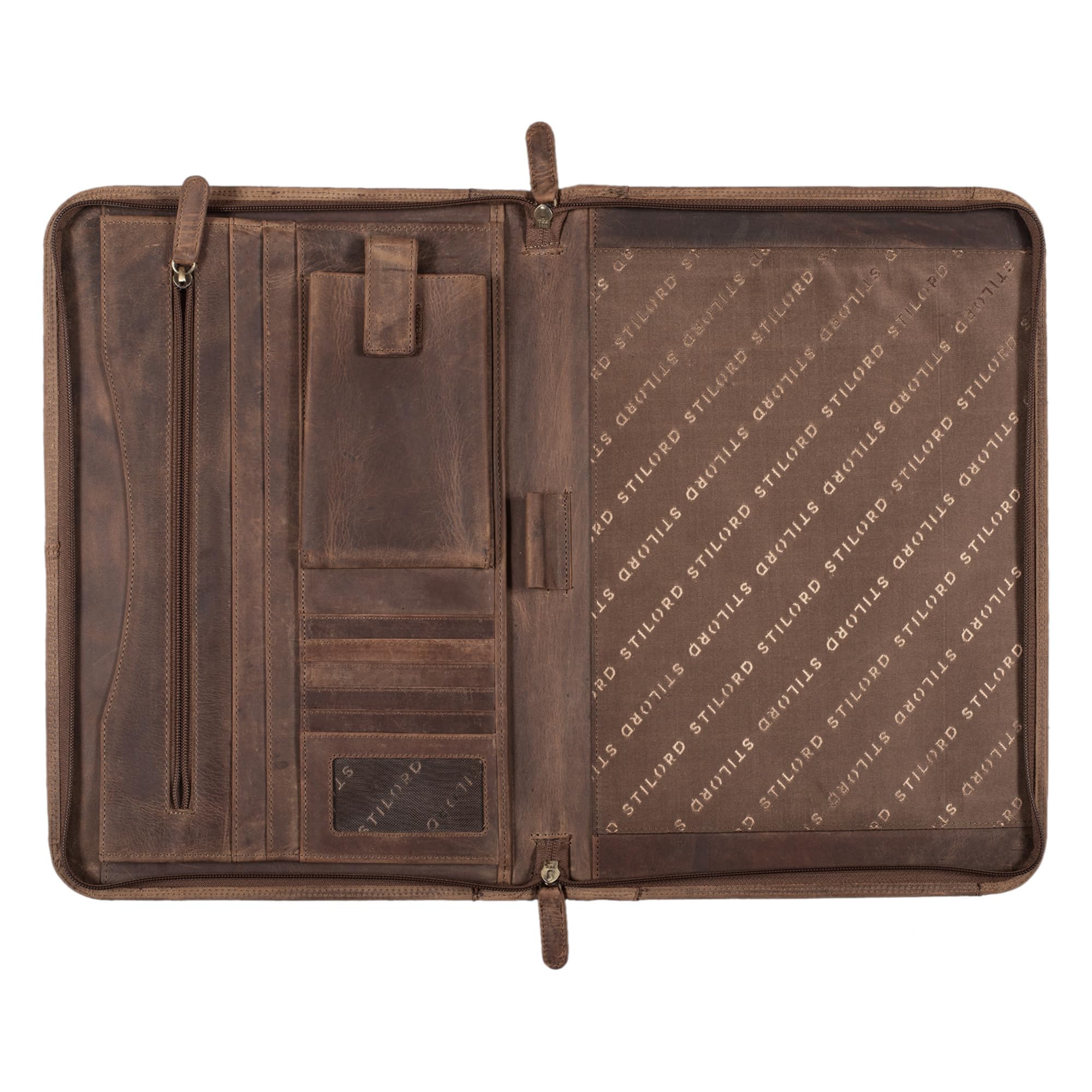 STILORD Elton Conférencier A4 Cuir Véritable Vintage Porte-Documents Housse pour MacBook 13,3 Pouces Marron