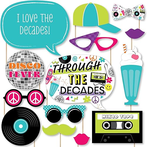 Miniatura 6 de Big Dot of Happiness A través de las décadas – Batido, teléfono abatible y decoración de caja de auge – Decoración de los años 50, 60, 70, 80 y 90,