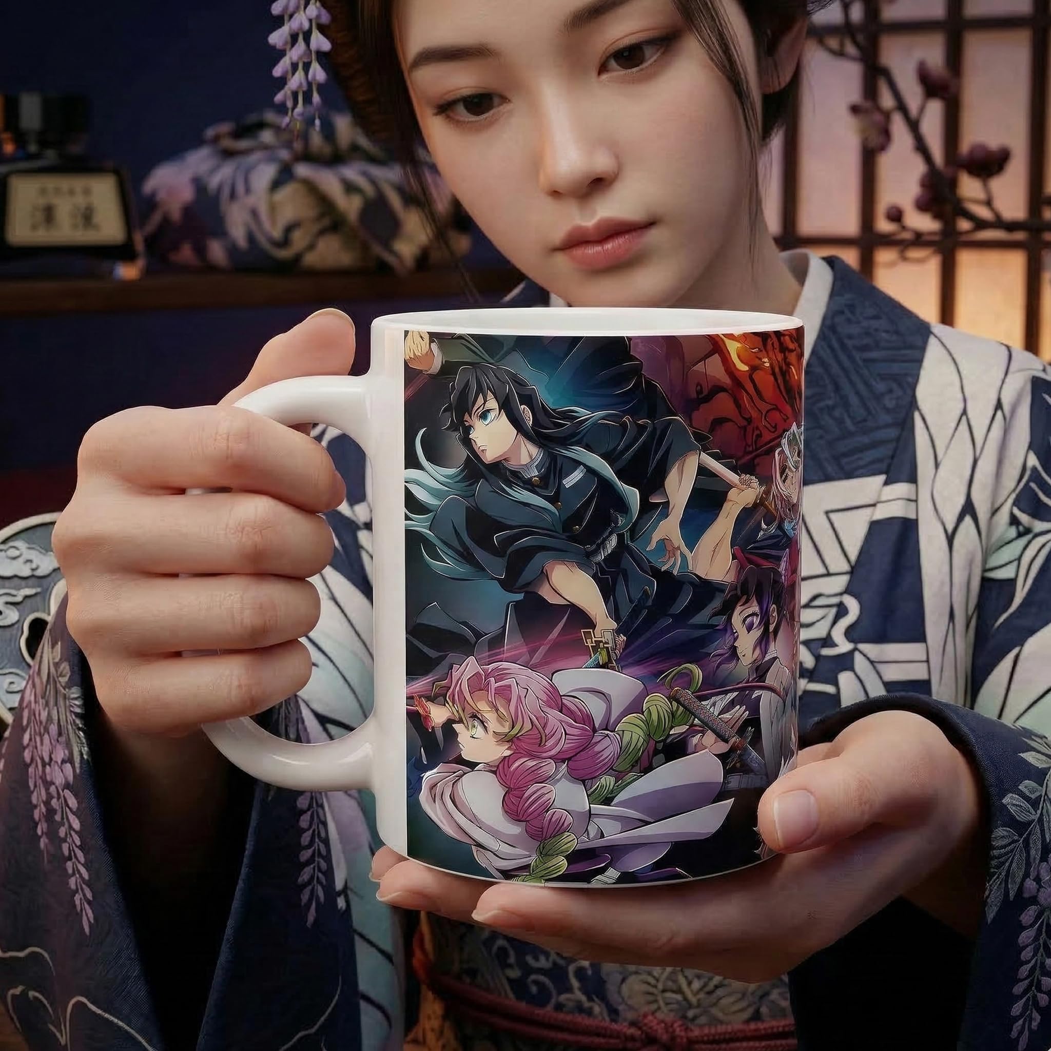 Firox X Demon Slayer Ceramic Mug, 11oz Capacity, Anime Characters Design, Microwave and Dishwasher Safe, Premium Quality