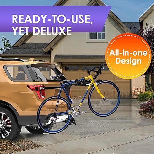 Miniatura 2 de Rockland Portabicicletas plegable para 4 bicicletas, capacidad de 120 libras, soporte de enganche para bicicletas con pedal ajustable, soporte para