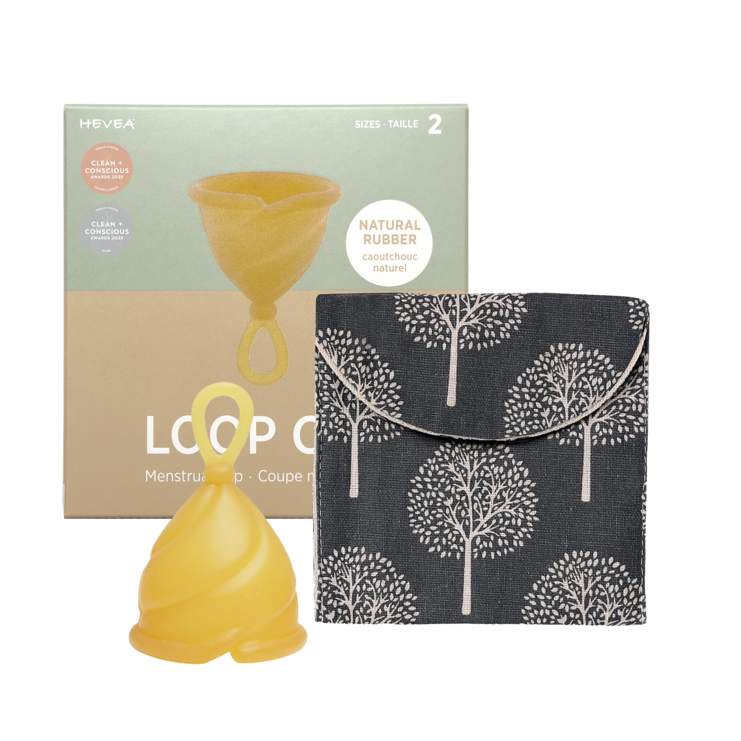 Hevea Loop - Copa menstrual tamaño 2 (natural), hecha de goma 100% natural, copa menstrual más suave, uso hasta 12 horas