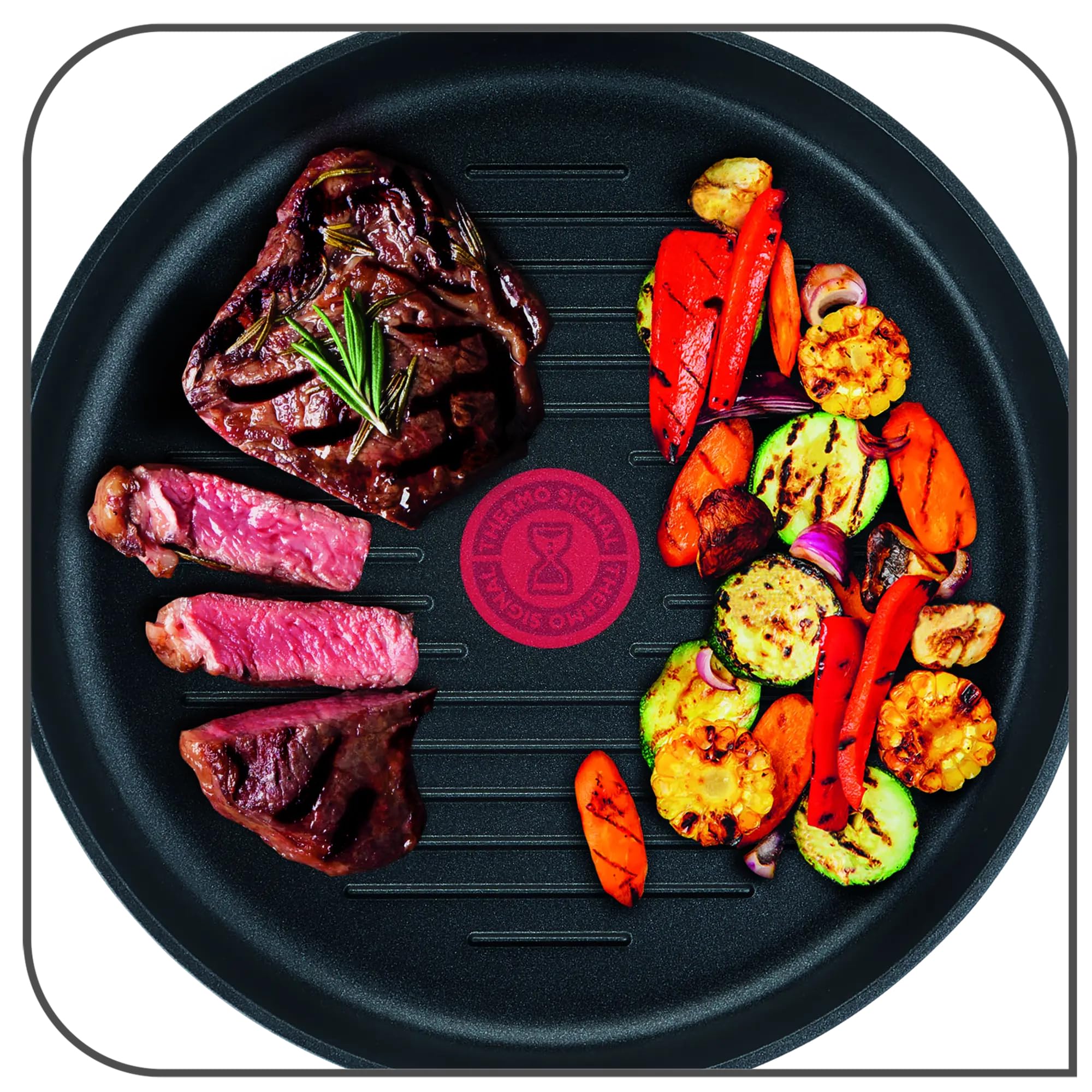 Tefal Ingenio - Sartén grill 26 cm, inducción, revestimiento antiadherente, aluminio fundido apilable, apto para lavavajillas, Eco Resist L8584004, Negro, antiadherente