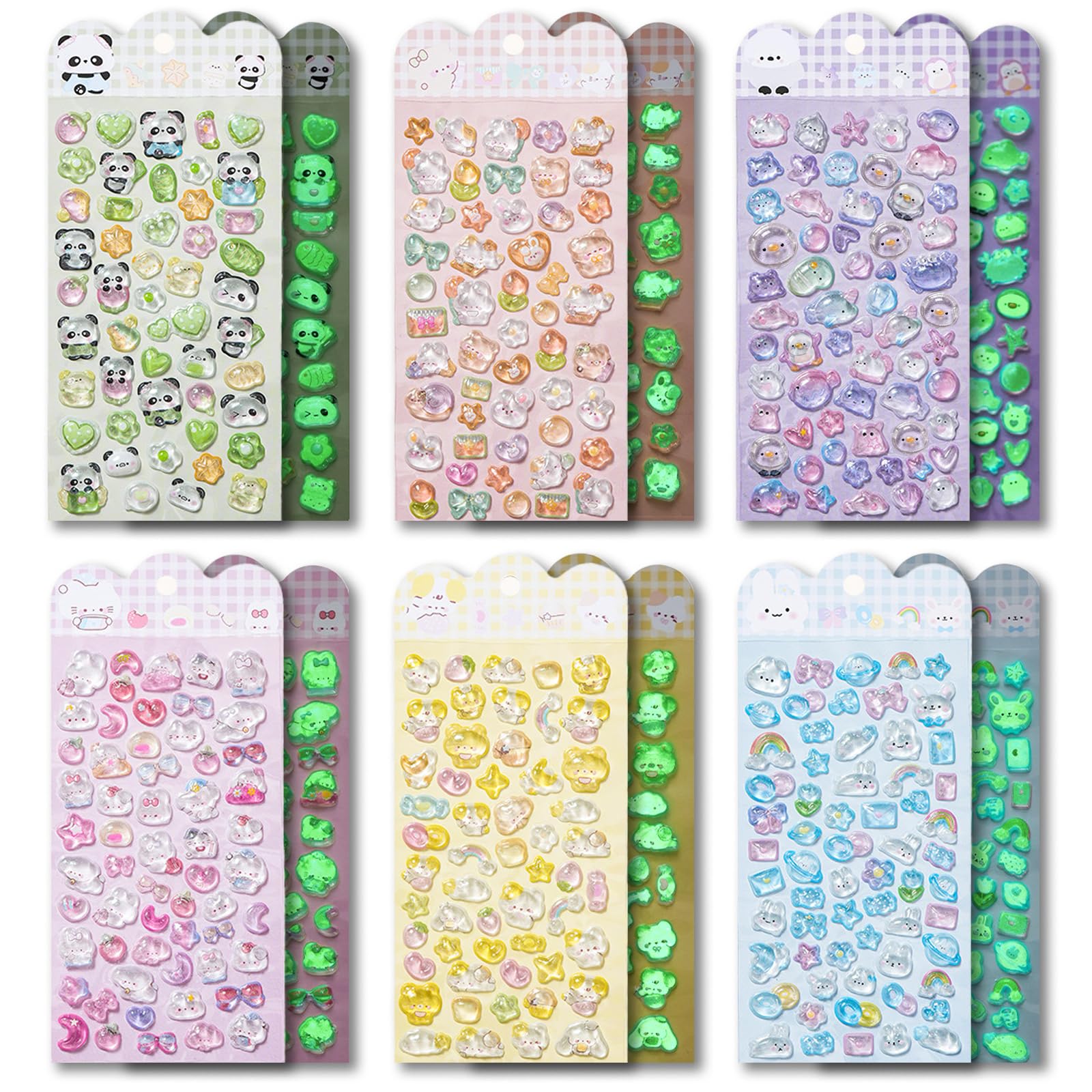 Amazon | 【6セット】蓄光ぷっくり水滴ごほうびシール 中実半透明