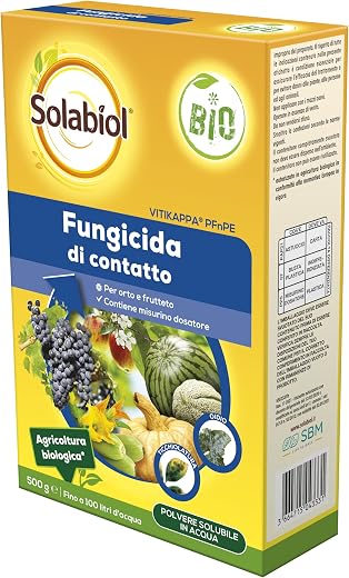 Solabiol Vitikappa Fungicida Biologico a base di Bicarbonato di Potassio, Cura e Previene Oidio (Mal Bianco) e Ticchiolatura, 500g