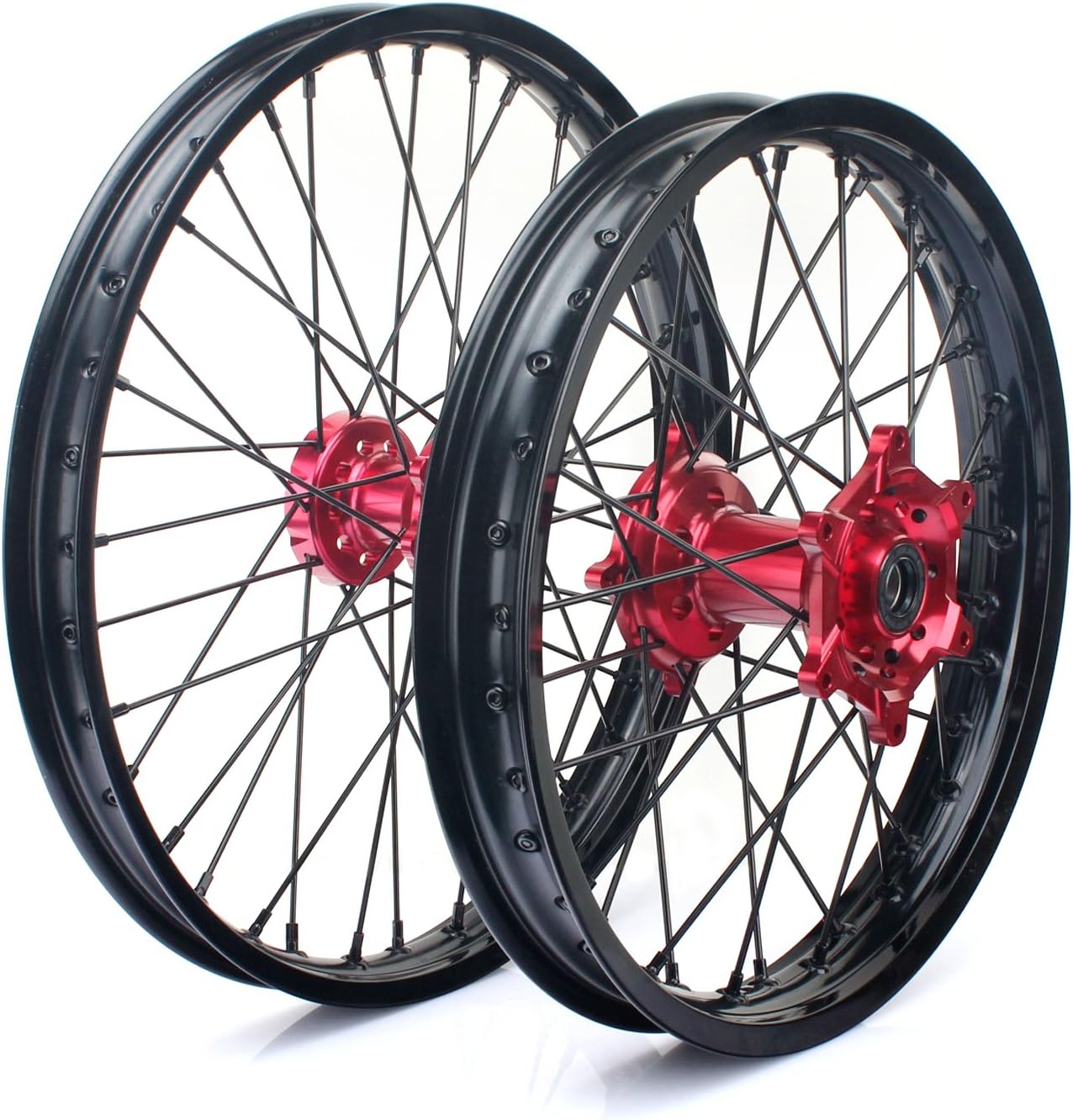 TARAZON 21 19 Wheels Complete Set Red Hubs Rims Spokes for Honda CRF250R CRF450R 2014 2015 2016 2017 2018 2019 2020 2021 2022 2023 CRF250 CRF450 R