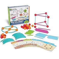 Learning Resources Dive into Shapes! A Sea and Build Geometry Set, 129 Pieces, Ages 6+, Geometry for Kids, Develops Shape Recognition, Back to School Games,3D Shapes for Kids