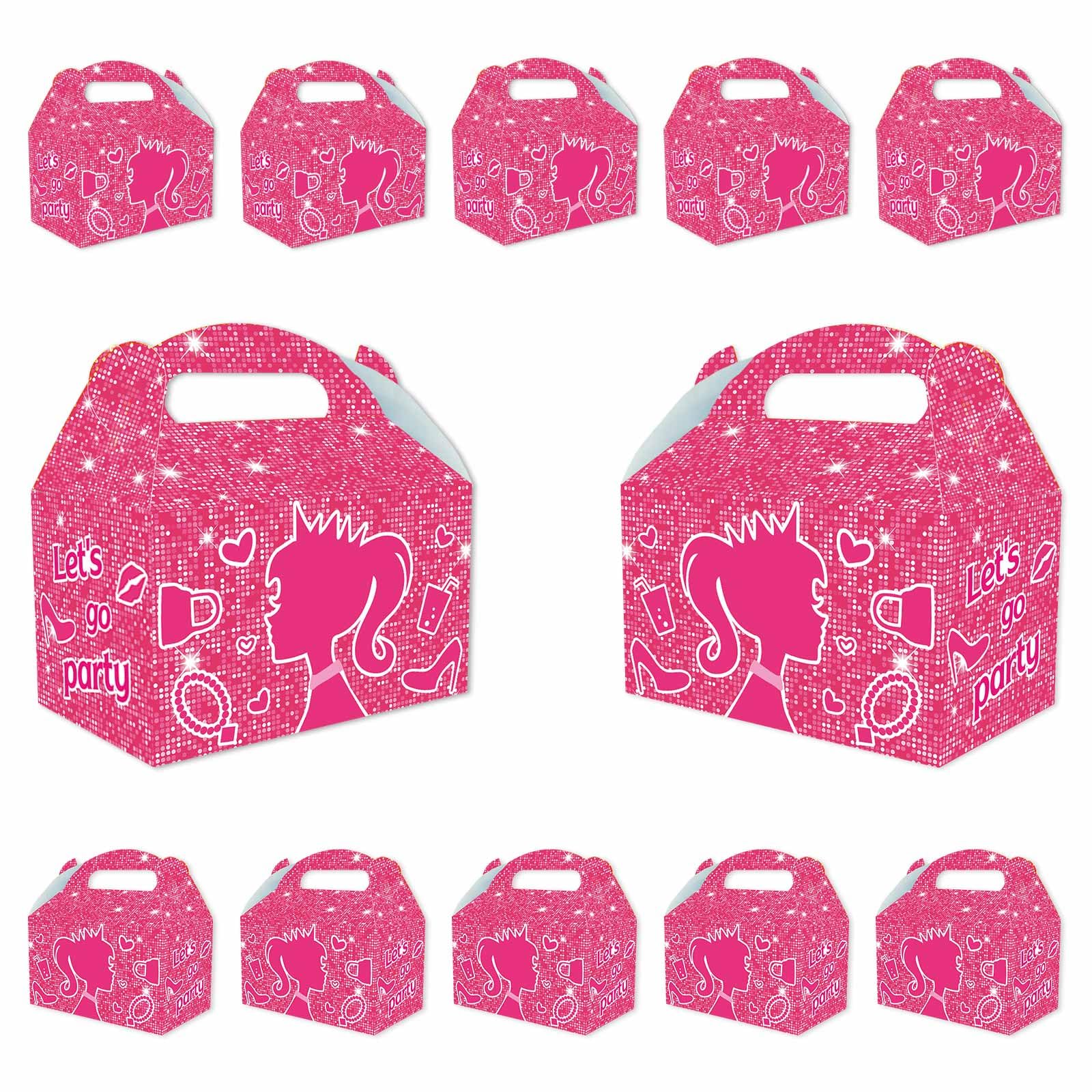 Zliisang 16PCS Pink Princess Candy Boxes Pink Goodie Gift Bags for Kids Princess Theme Birthday Party Favors Bags Girl Birthday Party & Bridal Shower Decorations