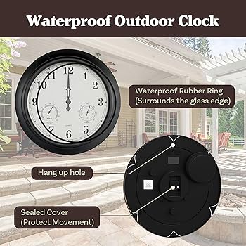 Outdoor Clocks Waterproof With Thermometer Combo Rustic Coastal Beach Wall Clock