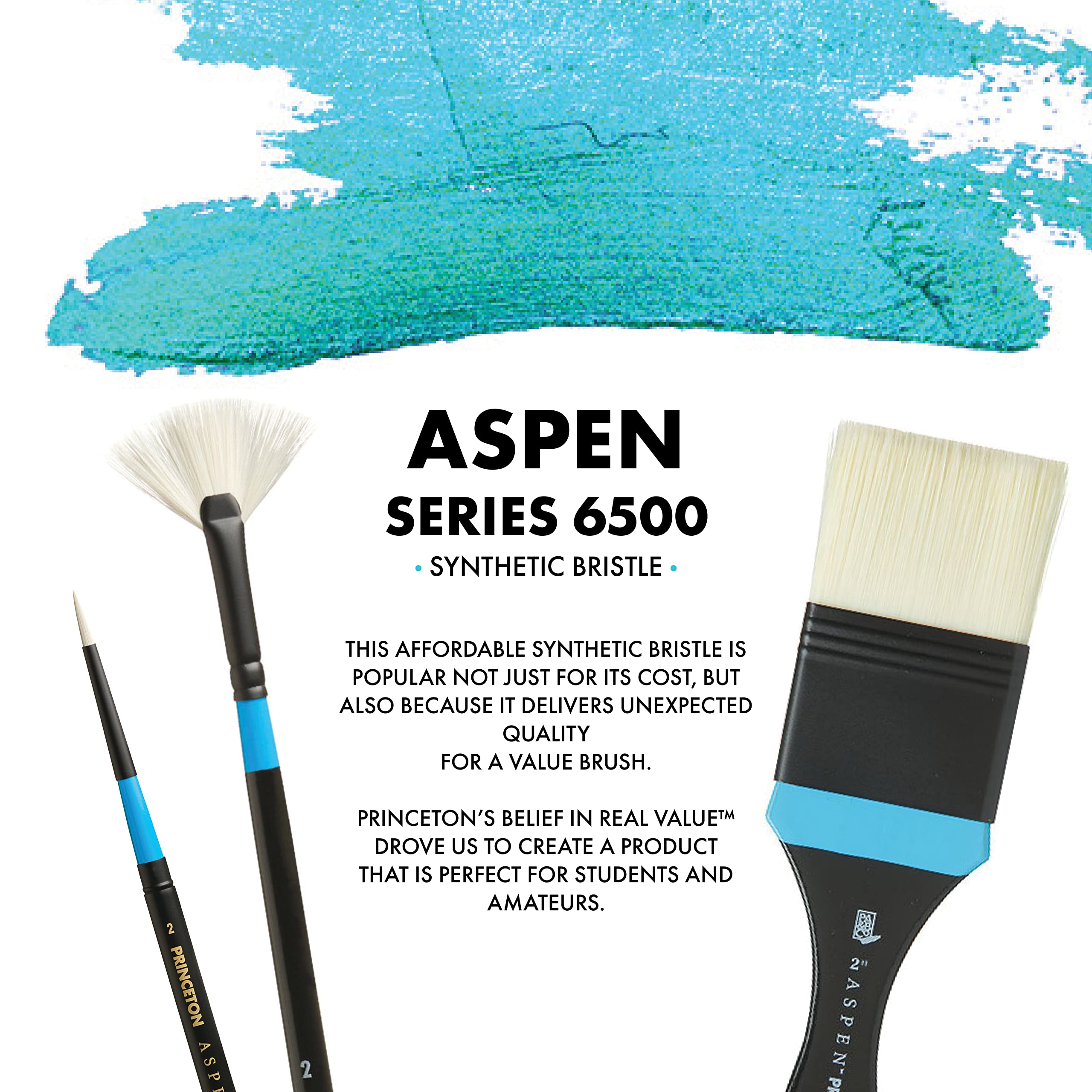 Princeton Aspen Fine Art, pennelli per pittura acrilica setole sintetiche, set da viaggio da 4 pezzi, custodia in plastica