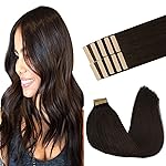 GOO GOO Tape in Hair Extensions Human Hair, 2 Dark Brown, 22inch 30g 10pcs, Skin Weft Seamless Invisible, Silky Straight with Thick Ends, Remy Human Hair