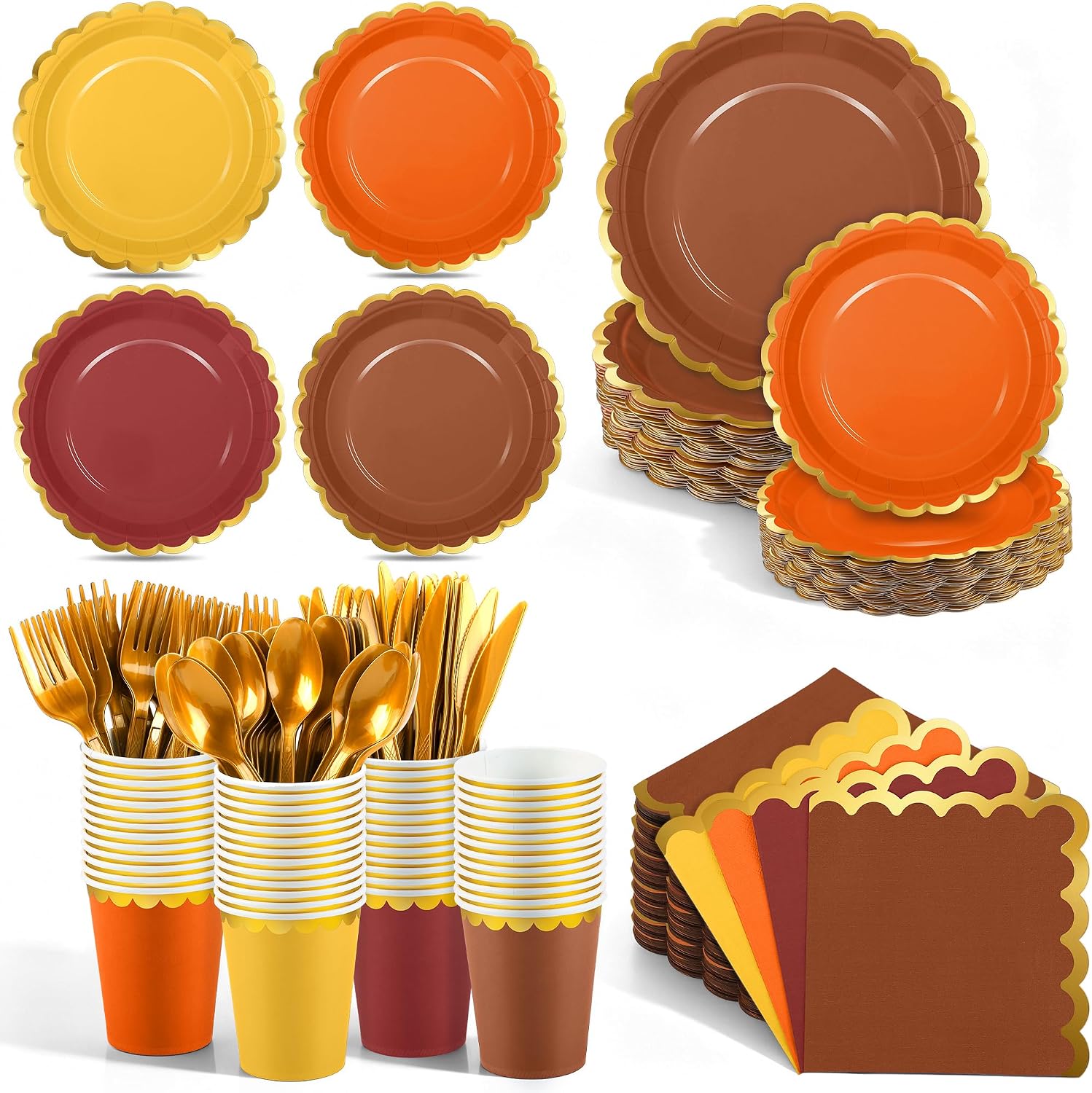 Kochorie 140PCS Fall Disposable Dinnerware Set Serves 20 Guests