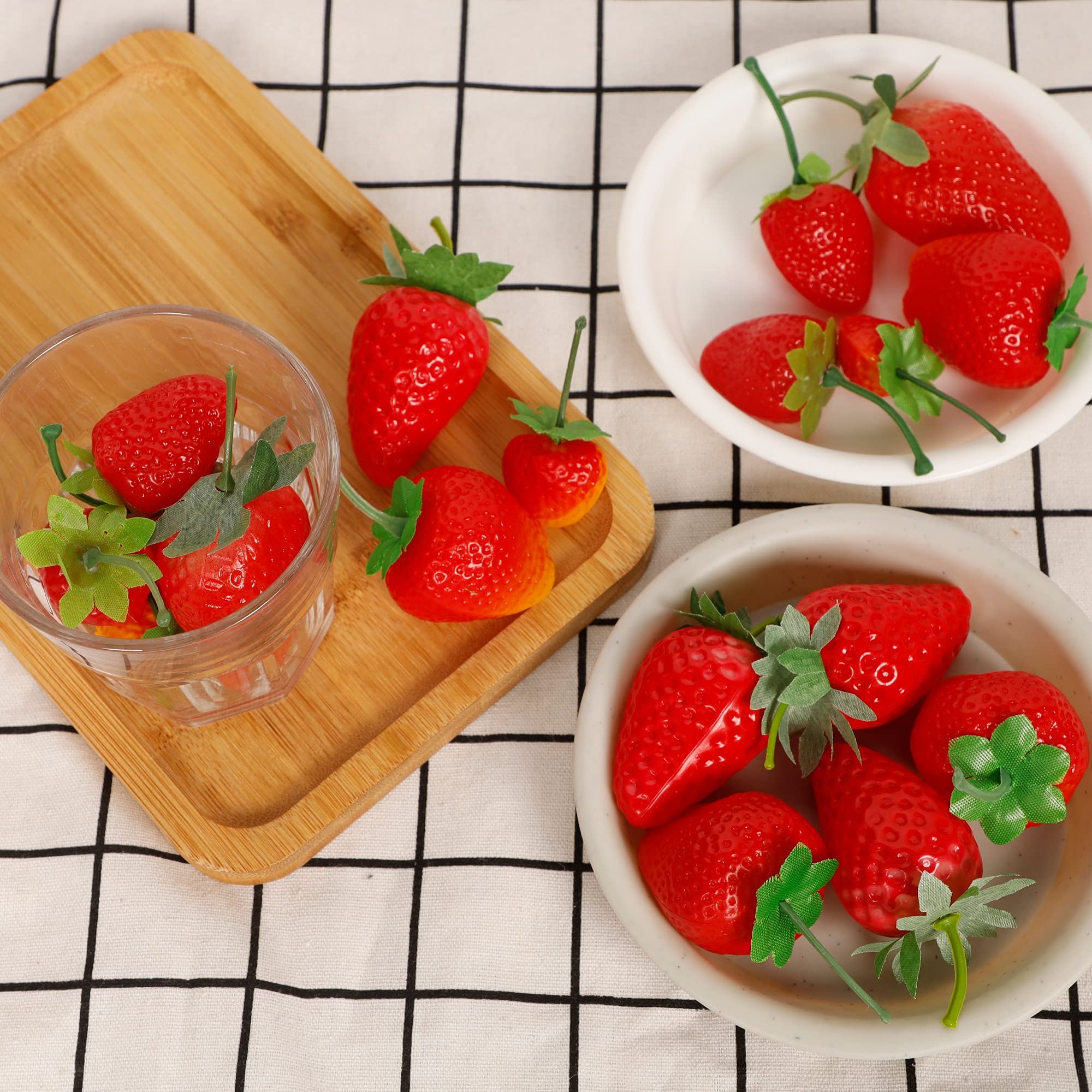 30pcs Artificial Strawberries - Lifelike Fake Plastic Fruit For Home Decor & Photography - View #8