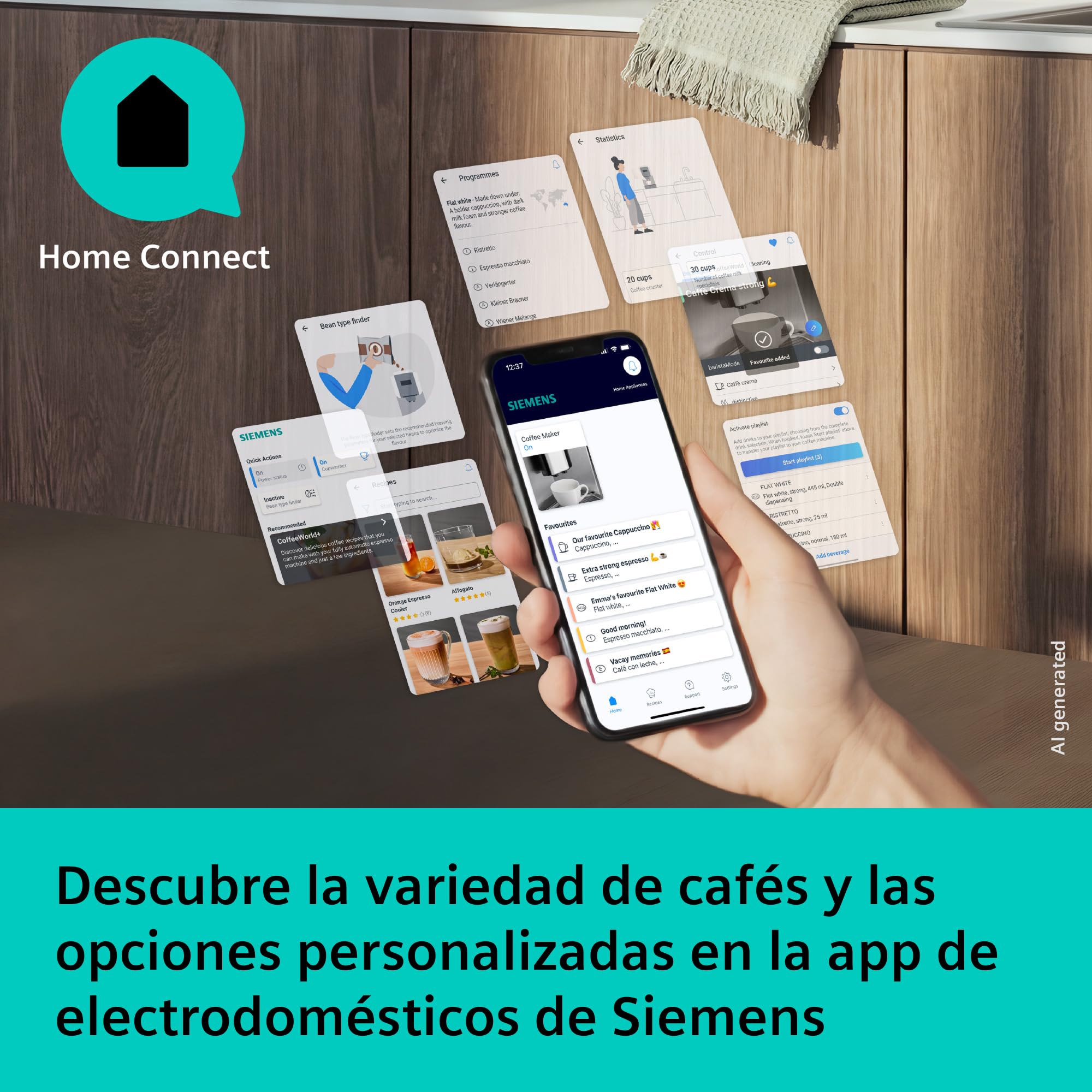 SIEMENS, Cafetera superautomática EQ500 iAroma, tactil, Negro, TP553E19 | Prepara dos tazas a la vez, personaliza tu bebida favorita con un toque y controla todo desde el móvil. Limpieza fácil.