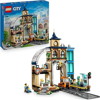 LEGO City La Gare Centrale 60469 Construction Game with Maintenance Rail, Functional Lift, 2 Quays & 1 Rail – 6 Minifigures – Original Gift for Boys or Girls from 7 Years Old