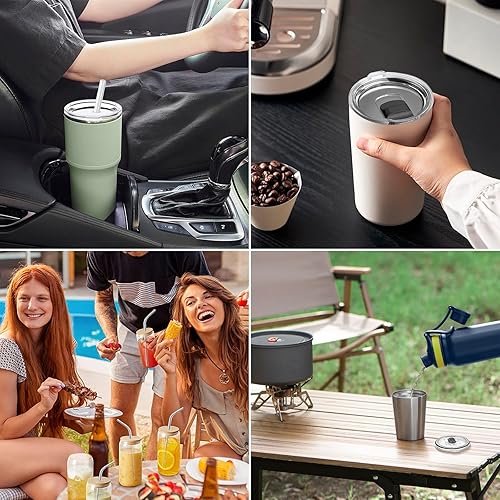 Miniatura 7 de ZYTC tapas a pruebas de salpicaduras y derrames con sorbetes y cepillos de limpieza, SYNCHKG120998, Blanco, 1