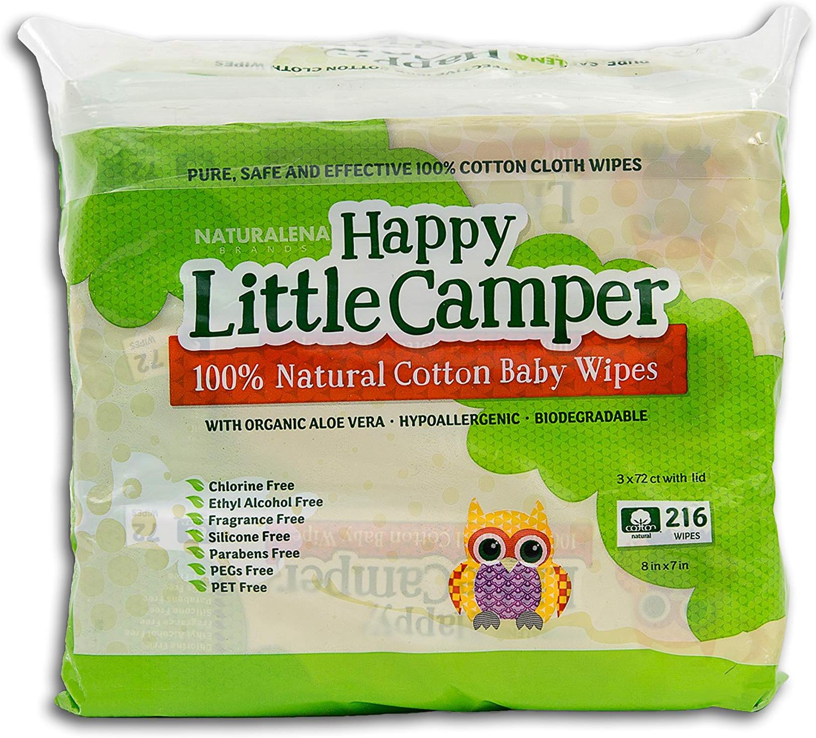 Happy Little CamperNatural Baby Wipes Unscented - Hypoallergenic & Chlorine-Free Wet Wipes with Aloe Vera, Chamomile and Pomegranate Extract - Gentle on Sensitive Skin - 864 Count
