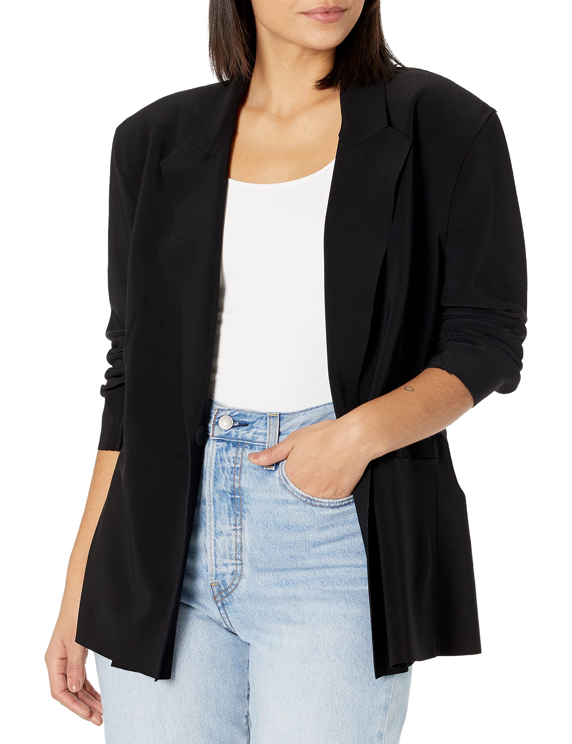 Norma Kamali womens Single Breasted Straight Fit Jacket