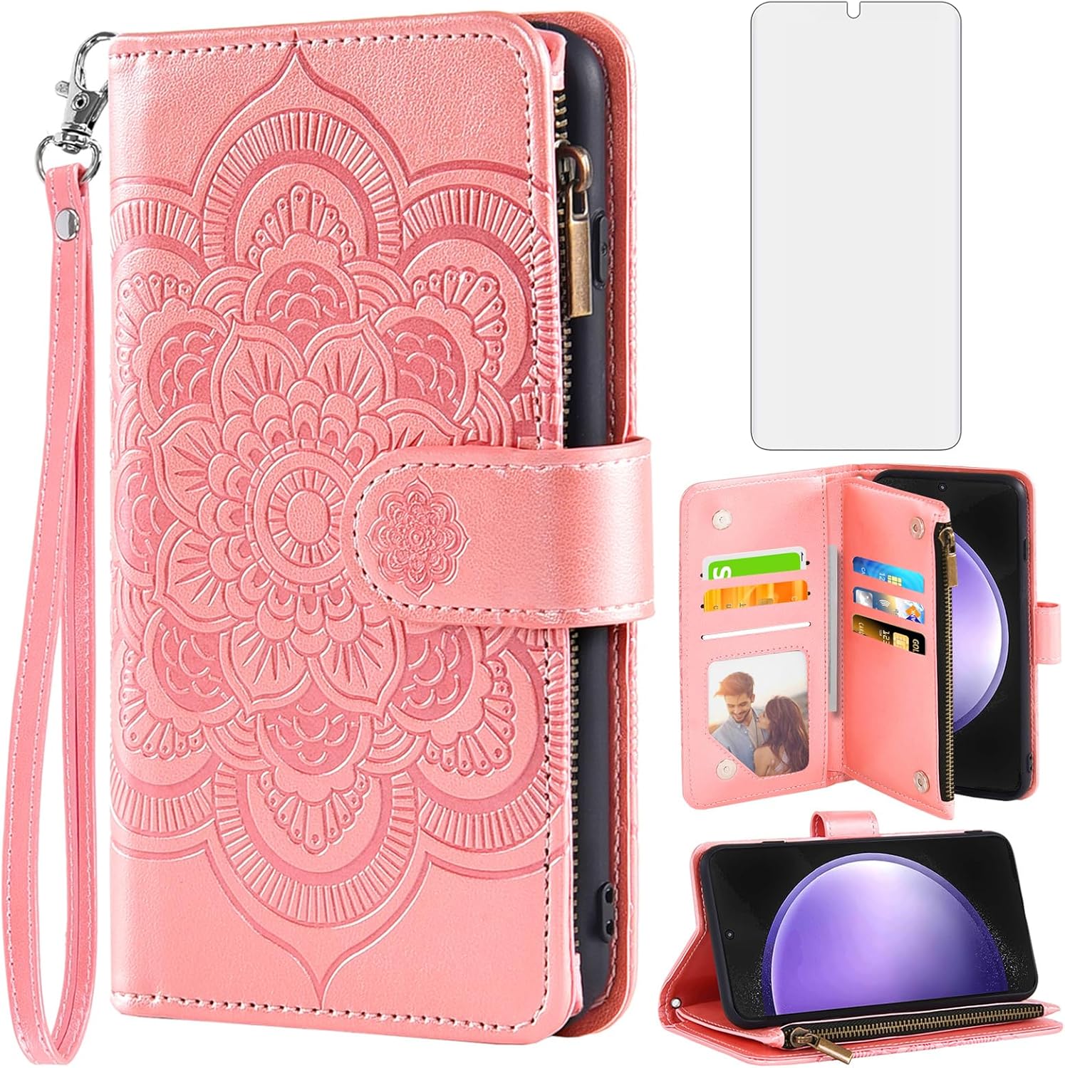 Asuwish Phone Case for Samsung Galaxy S24 Plus S24+ 5G Wallet Cover with Tempered