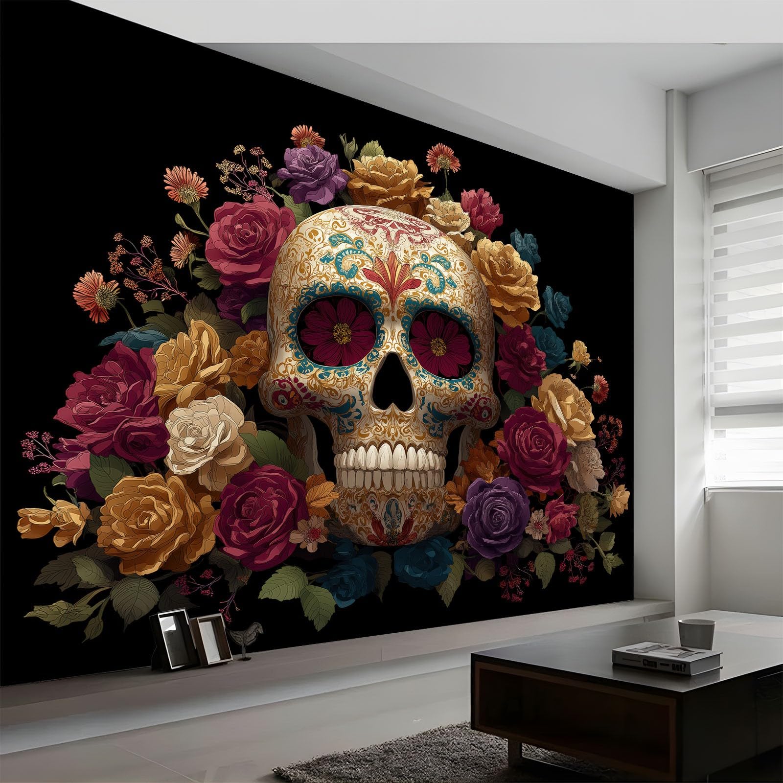 Papier peint intissé premium crânes en sucre 400 x 280 cm décoration murale salon