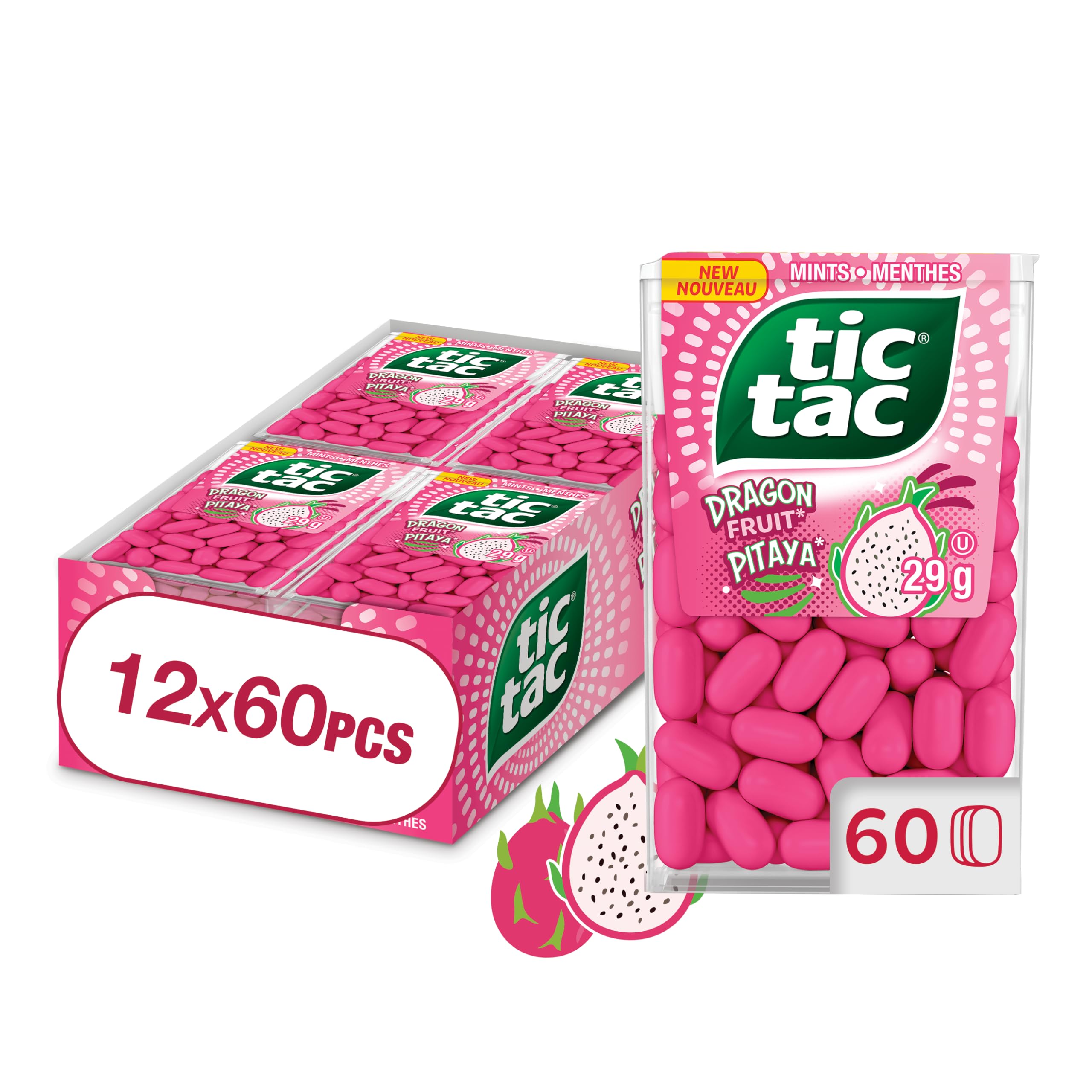 TIC TAC® Mints, Dragon Fruit, Mint Candy, 60 Pills, 29g Singles