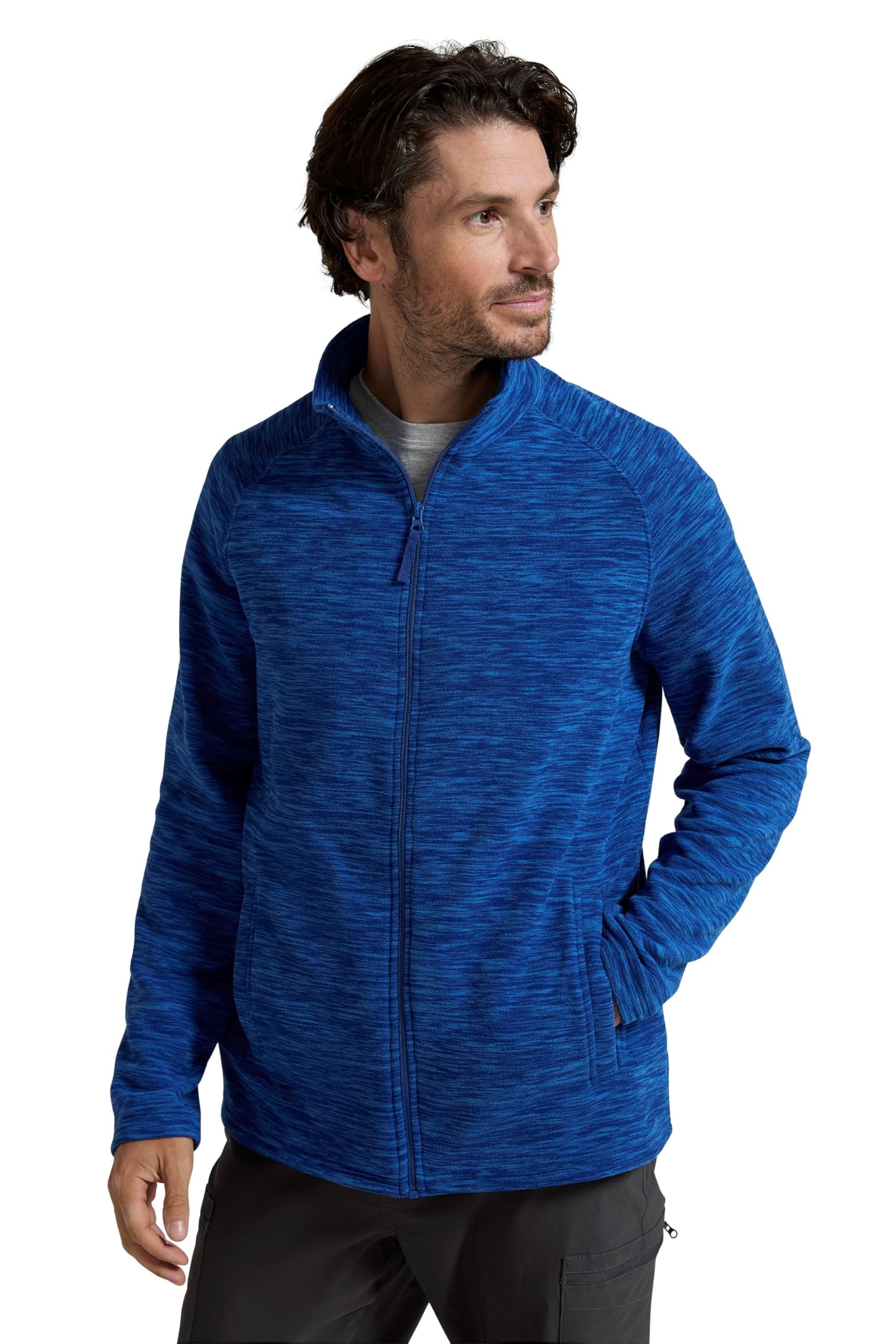 Mountain Warehouse Men's Cobalt Snowdon Micro Fleece Top - Warm, Breathable, Quick Drying, Zip Collar Fleece Sweater, Soft & Smooth Pullover - For Travelling, Walking Extra Small