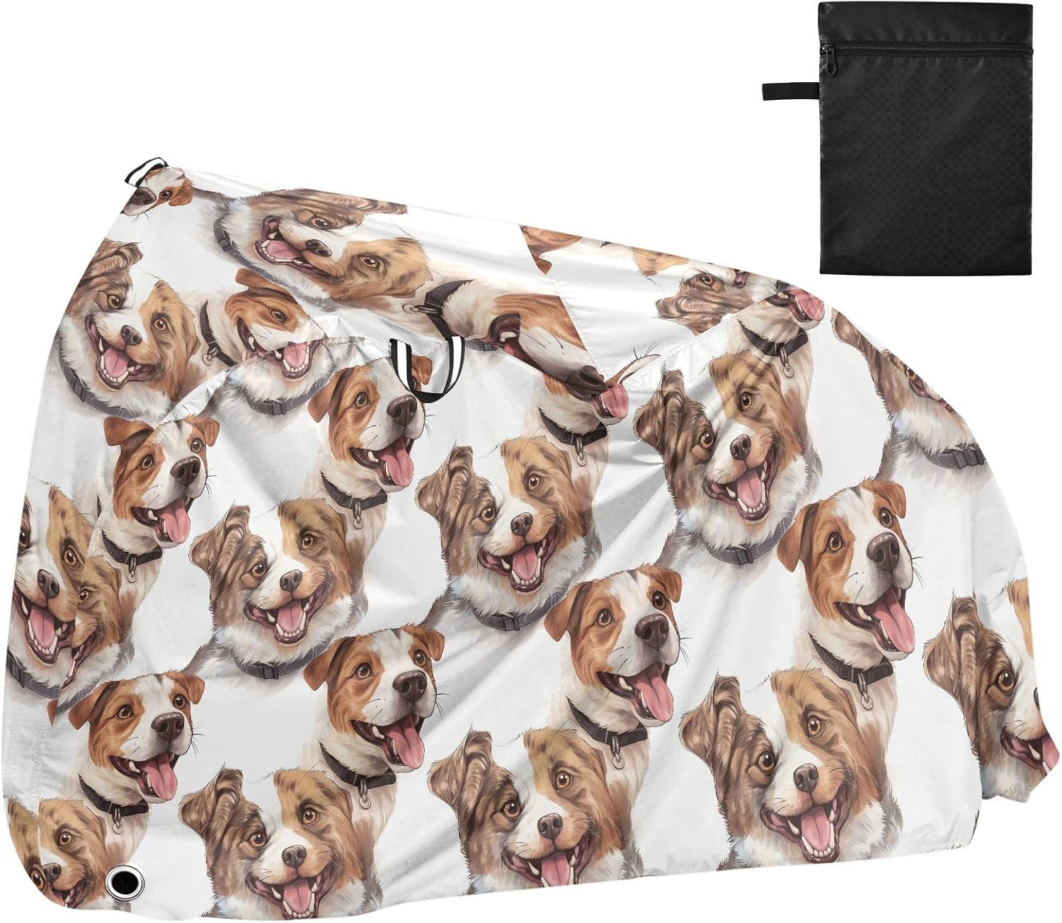 ALAZA Dog Print Hand Drawn Bike Cover Waterproof Outdoor Ebike Bicycle Covers Tarp Protection for 1/2 Bikes, Sun UV Dust Wind Proof