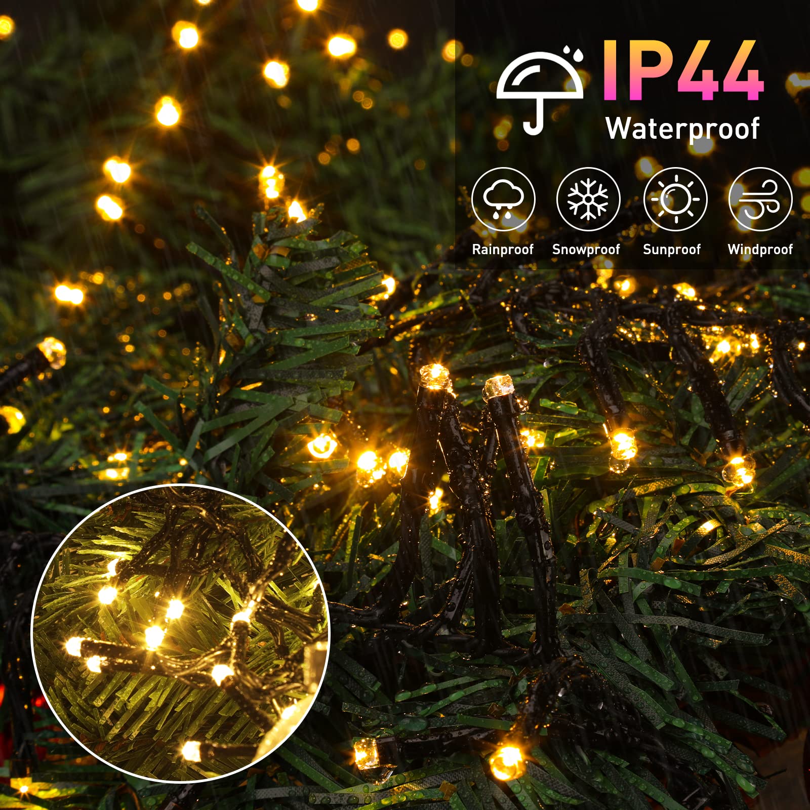 GlobaLink Lichterkette Außen 10m 1000LED Cluster Lichterkette warmweiß, Weihnachtsbeleuchtung außen Strom Lichterkette Weihnachtsbaum 8 Modi Weihnachtsdeko für Innen Neujahr Party Hotel Garten