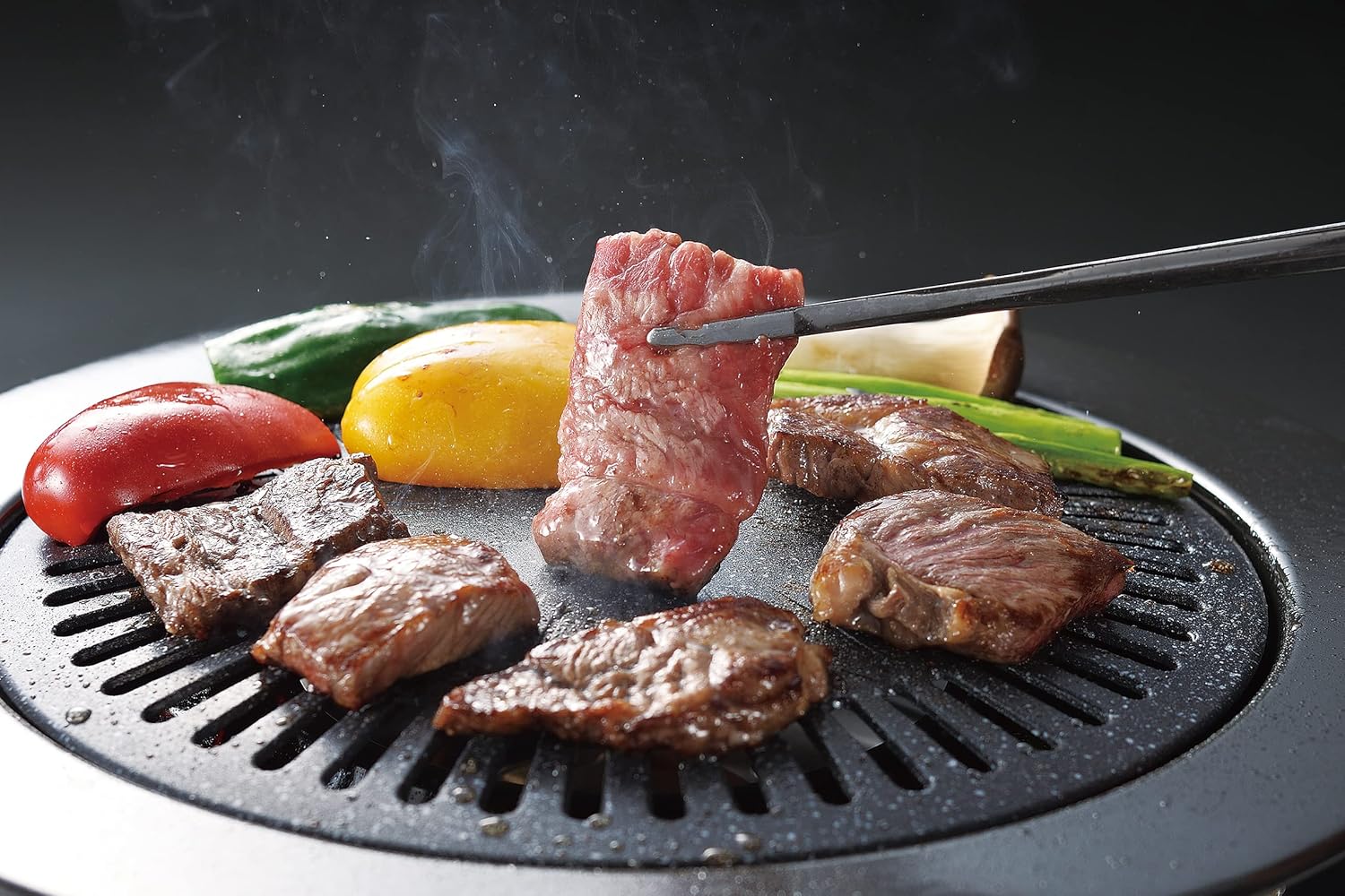 パール金属 焼肉グリル 丸型 33cm マーブルダイヤモンドコート カセットコンロ専用 HB-6317 ブラック