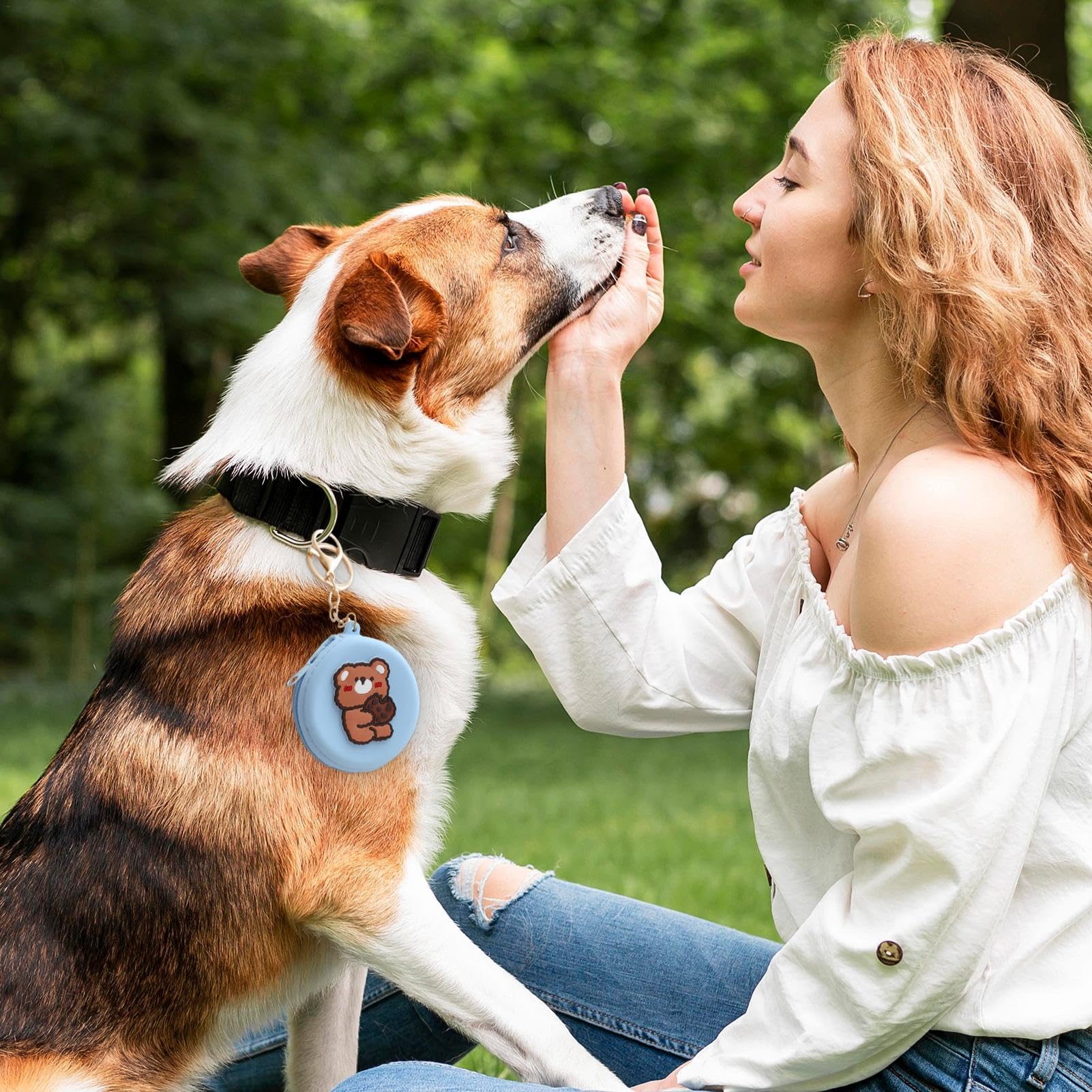 Custodia in Silicone per Cani - Porta Premietti per Cani Piccoli | Borsa per Snack per Cuccioli | Sacchetto Addestramento Cane Nero con Moschettone per Viaggio O Uso Esterno