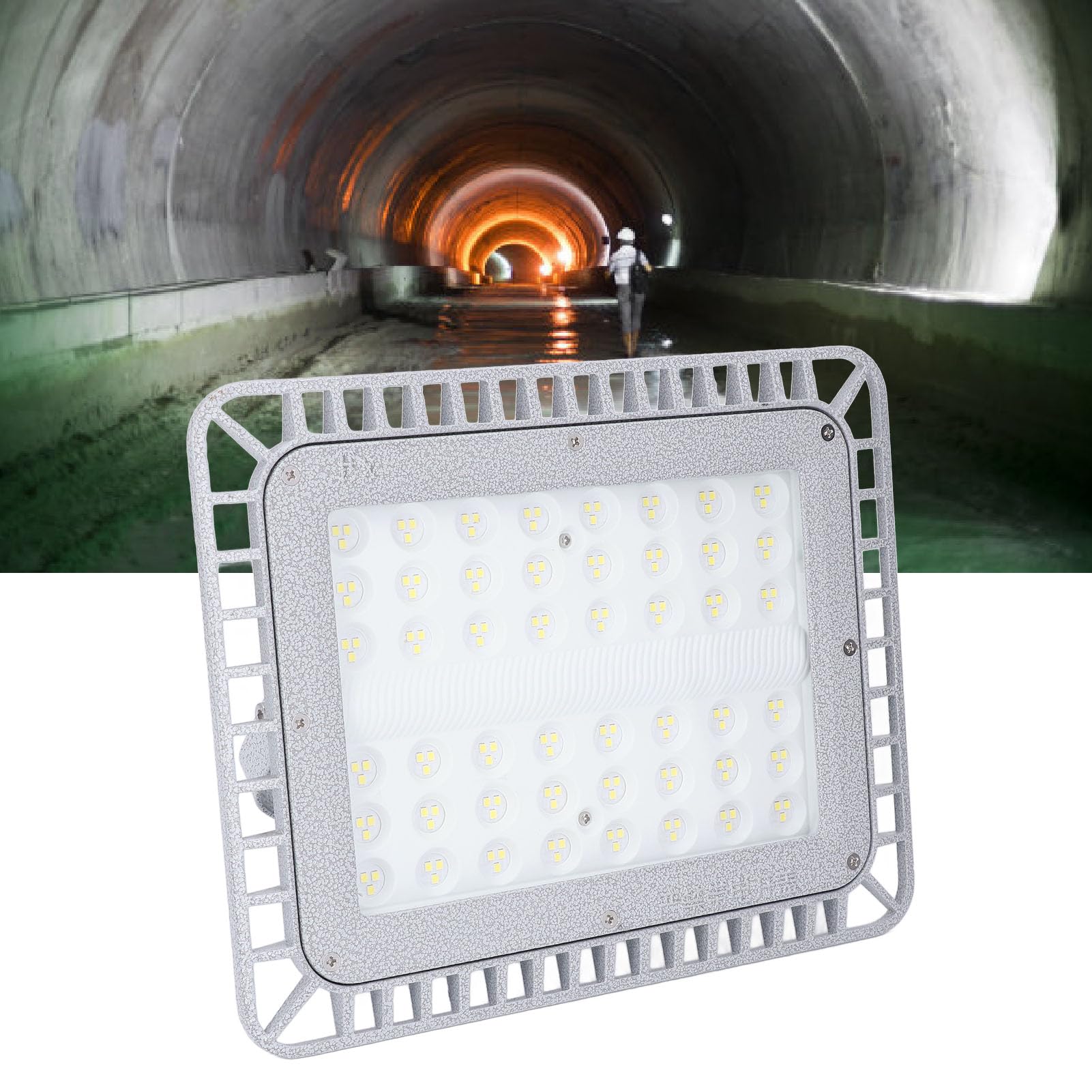 Rengue Światło Przeciwwybuchowe LED 100W 12000lm 5000K Oświetlenie Fabryki Przemysłowej | Gb Odporny na Eksplozję.Nieprzepuszczalny dla Pogody.Odlew aluminiowy.Żywotność 50 000 Godzin.Elastyczny montaż wspornika.